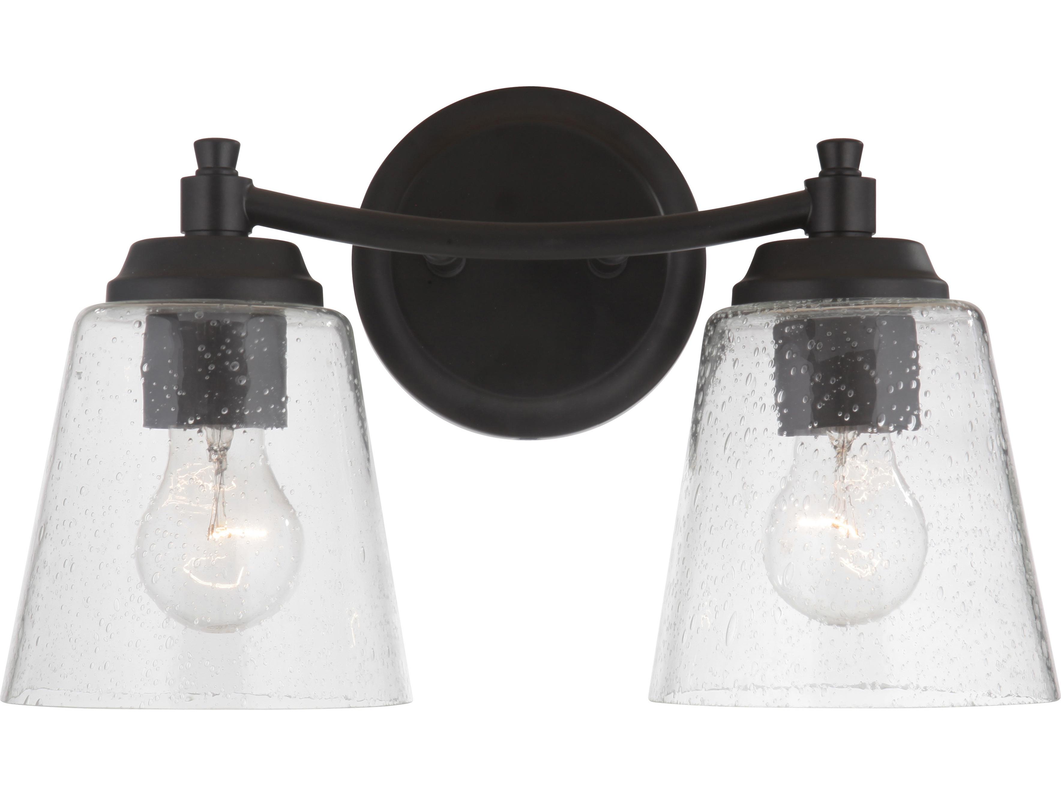 Craftmade Tyler 2-Light Flat Black Glass Vanity Light