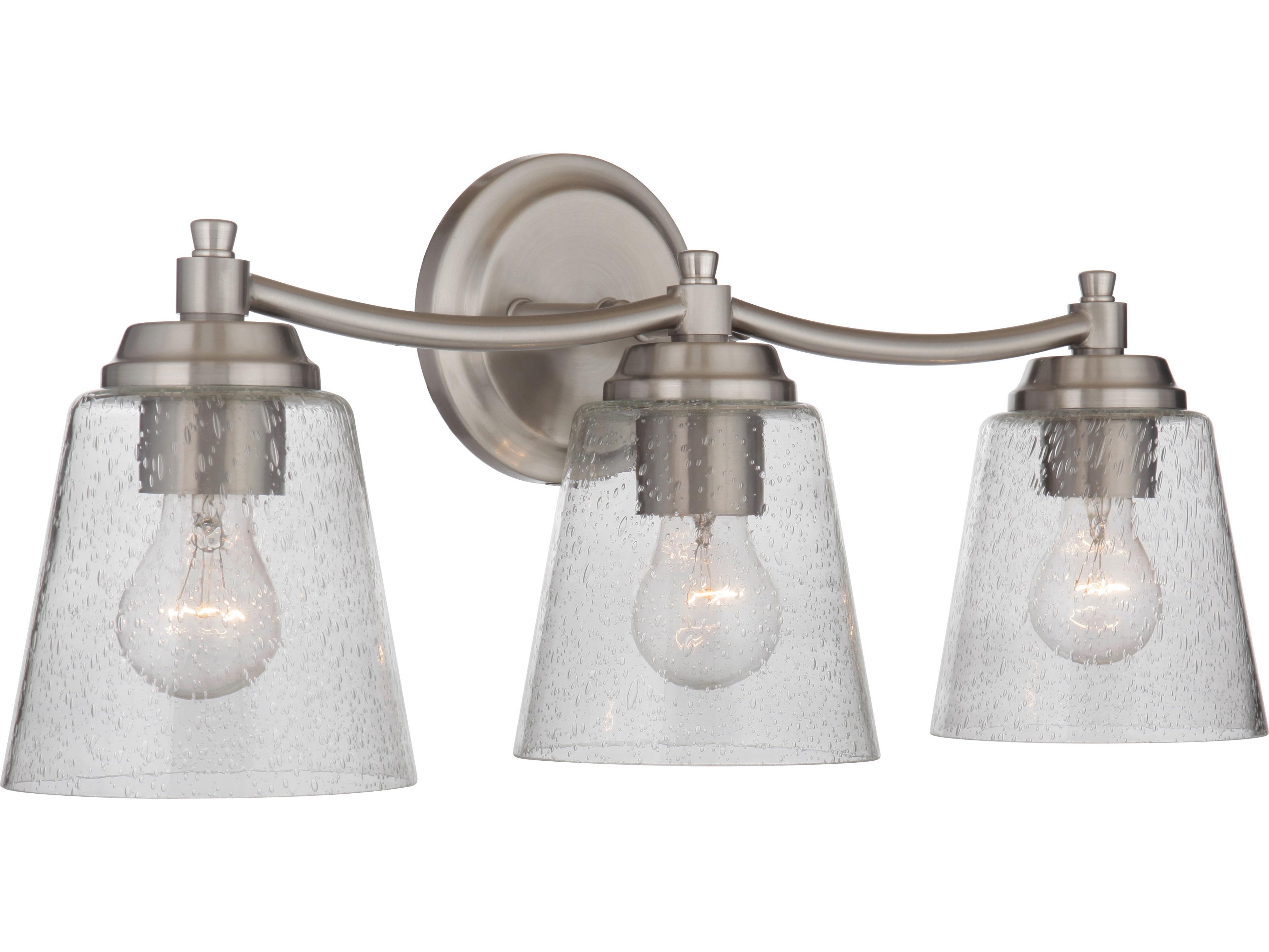 Craftmade Tyler 3-Light Brushed Polished Nickel Glass Vanity Light