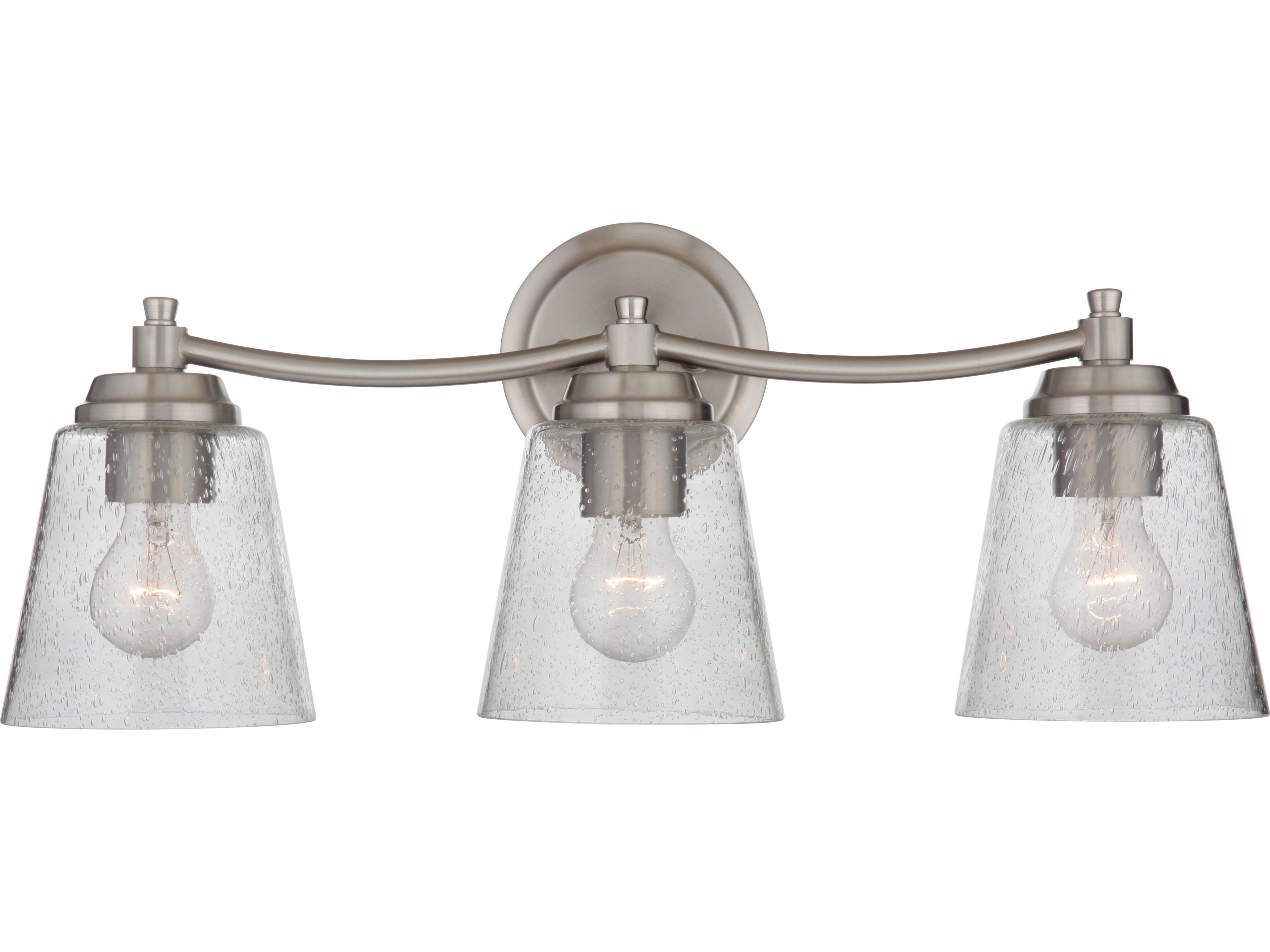 Craftmade Tyler 3-Light Brushed Polished Nickel Glass Vanity Light