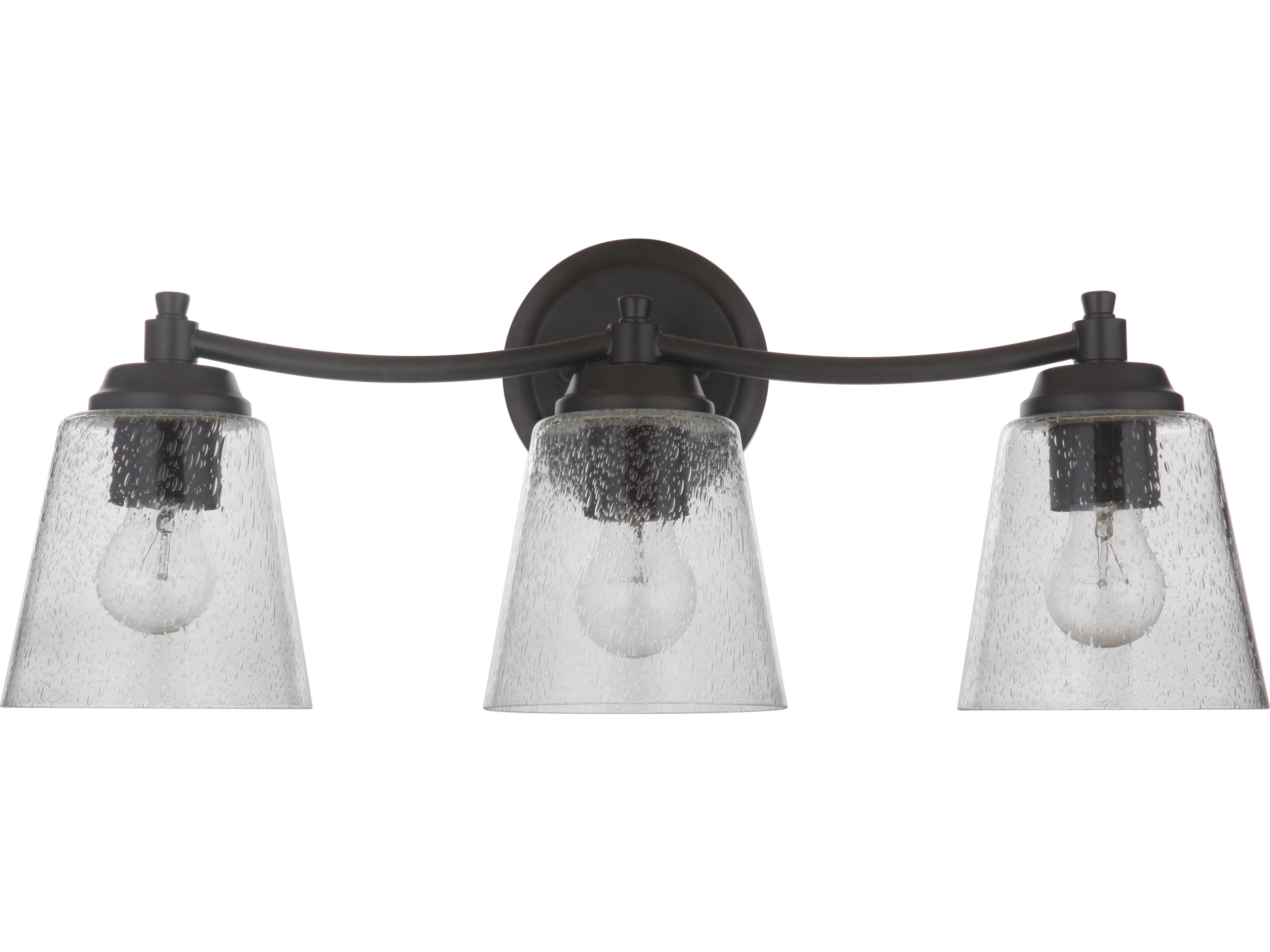 Craftmade Tyler 3-Light Flat Black Glass Vanity Light