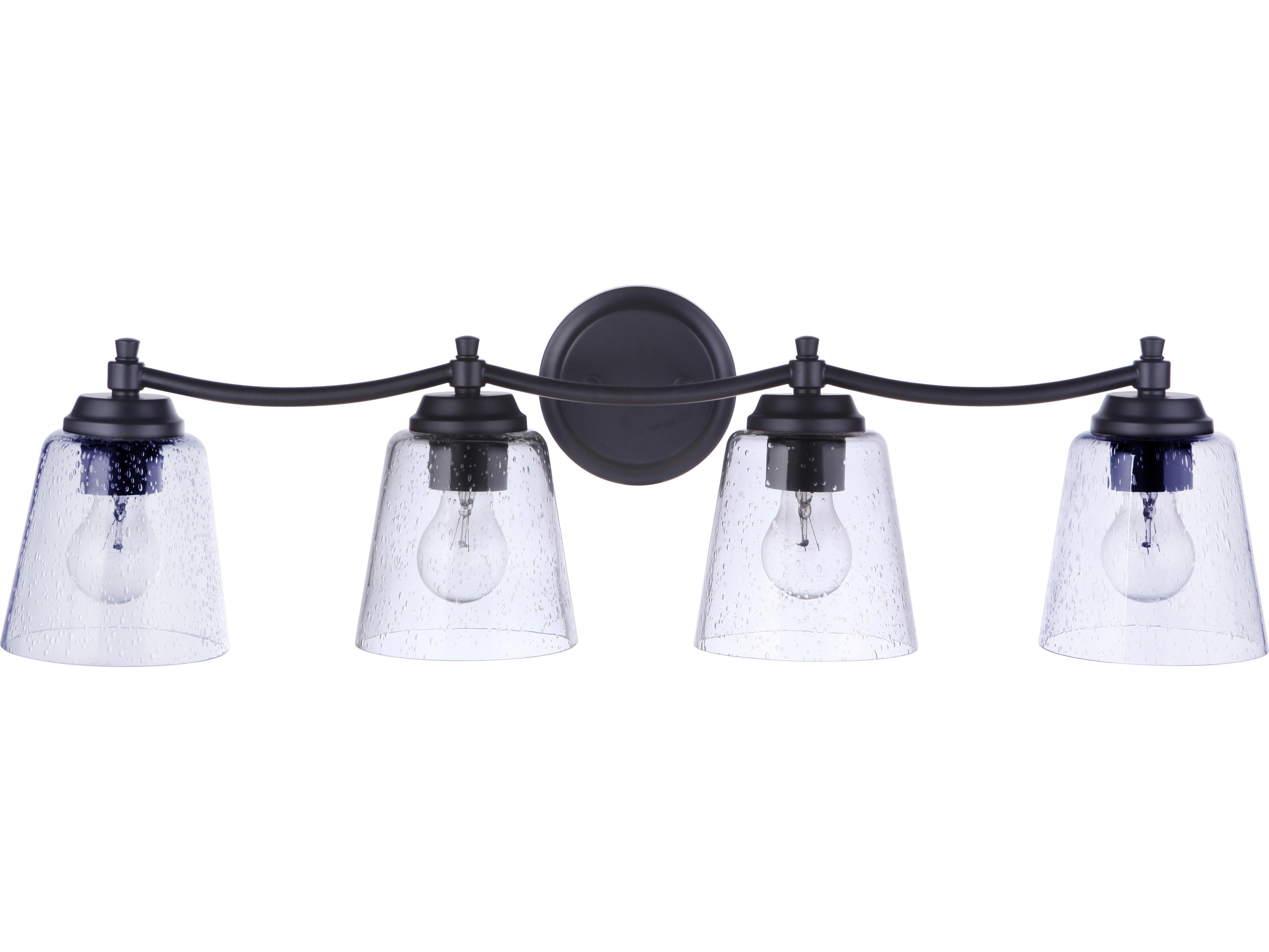 Craftmade Tyler 4-Light Flat Black Glass Vanity Light