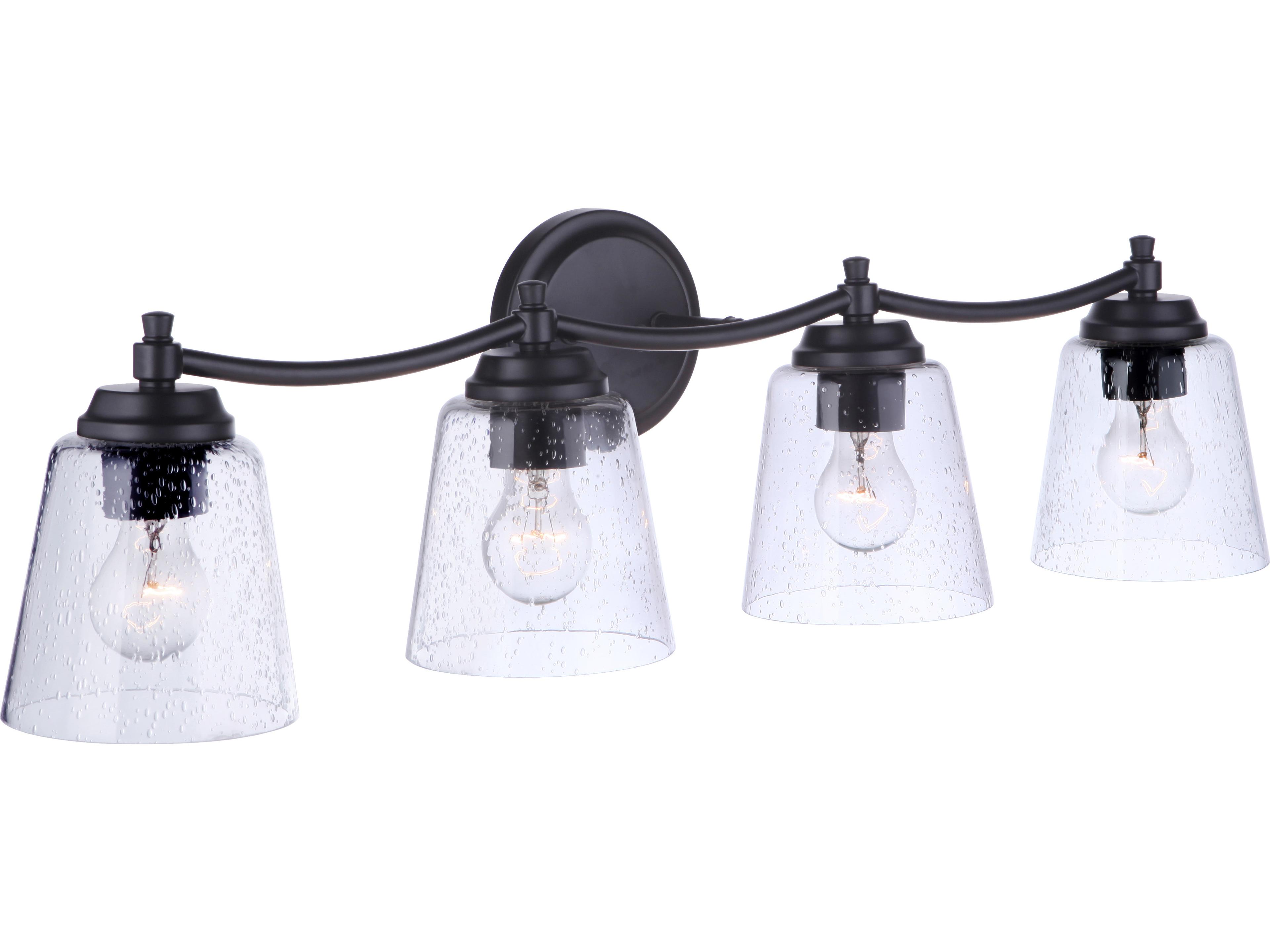 Craftmade Tyler 4-Light Flat Black Glass Vanity Light