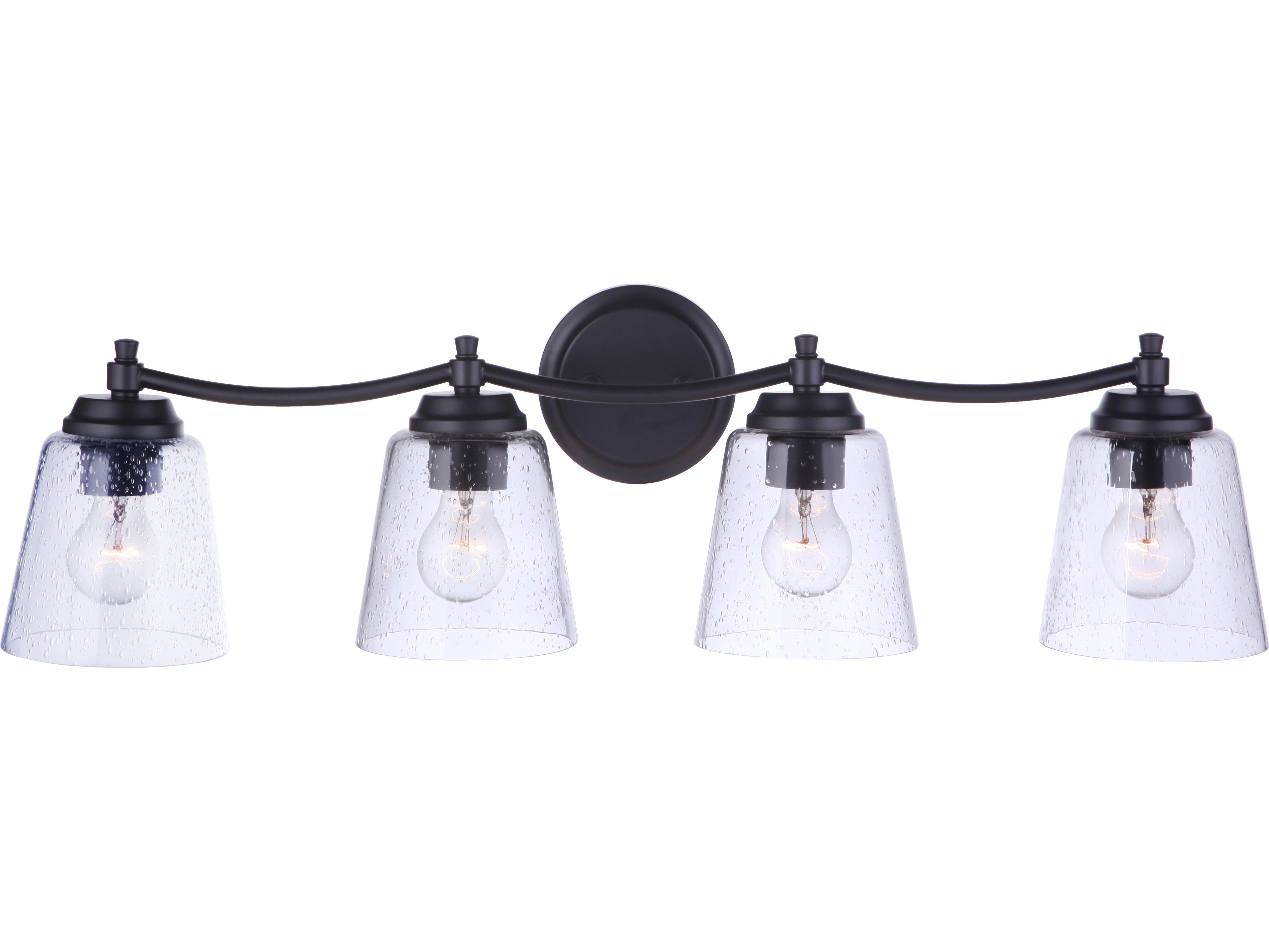 Craftmade Tyler 4-Light Flat Black Glass Vanity Light