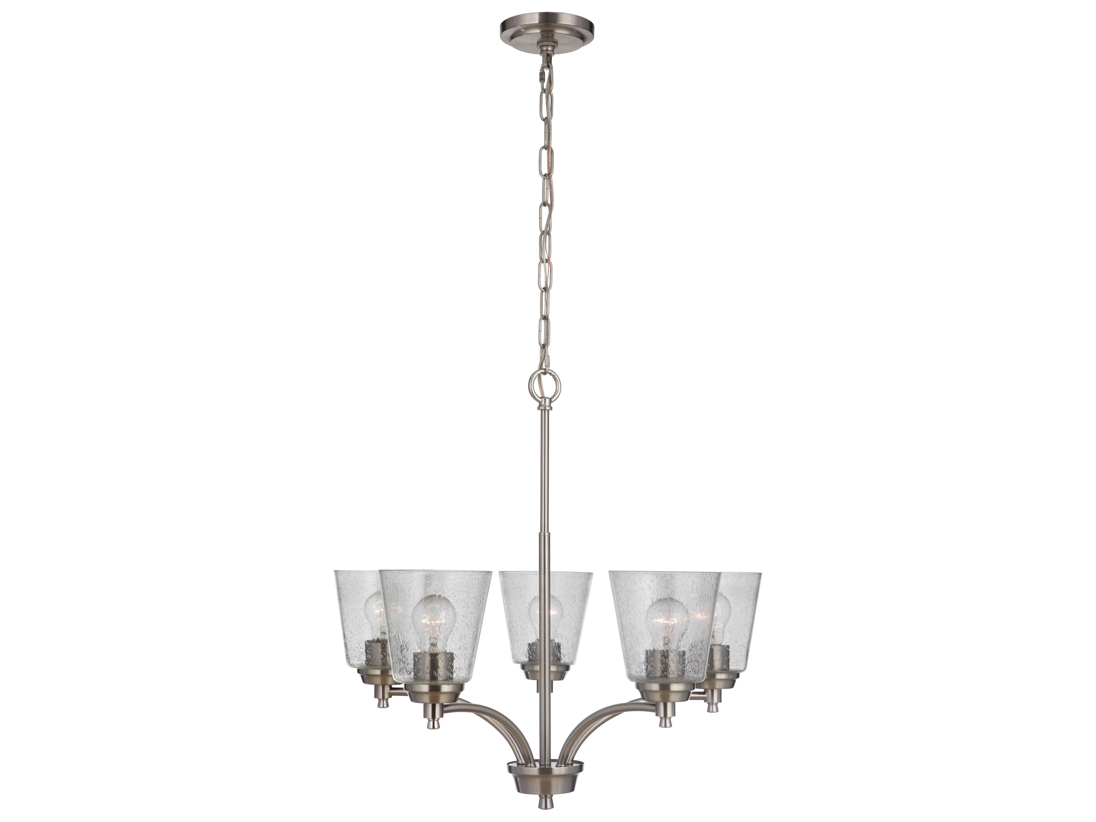 Craftmade Tyler 5-Light Brushed Polished Nickel Glass Bell Chandelier