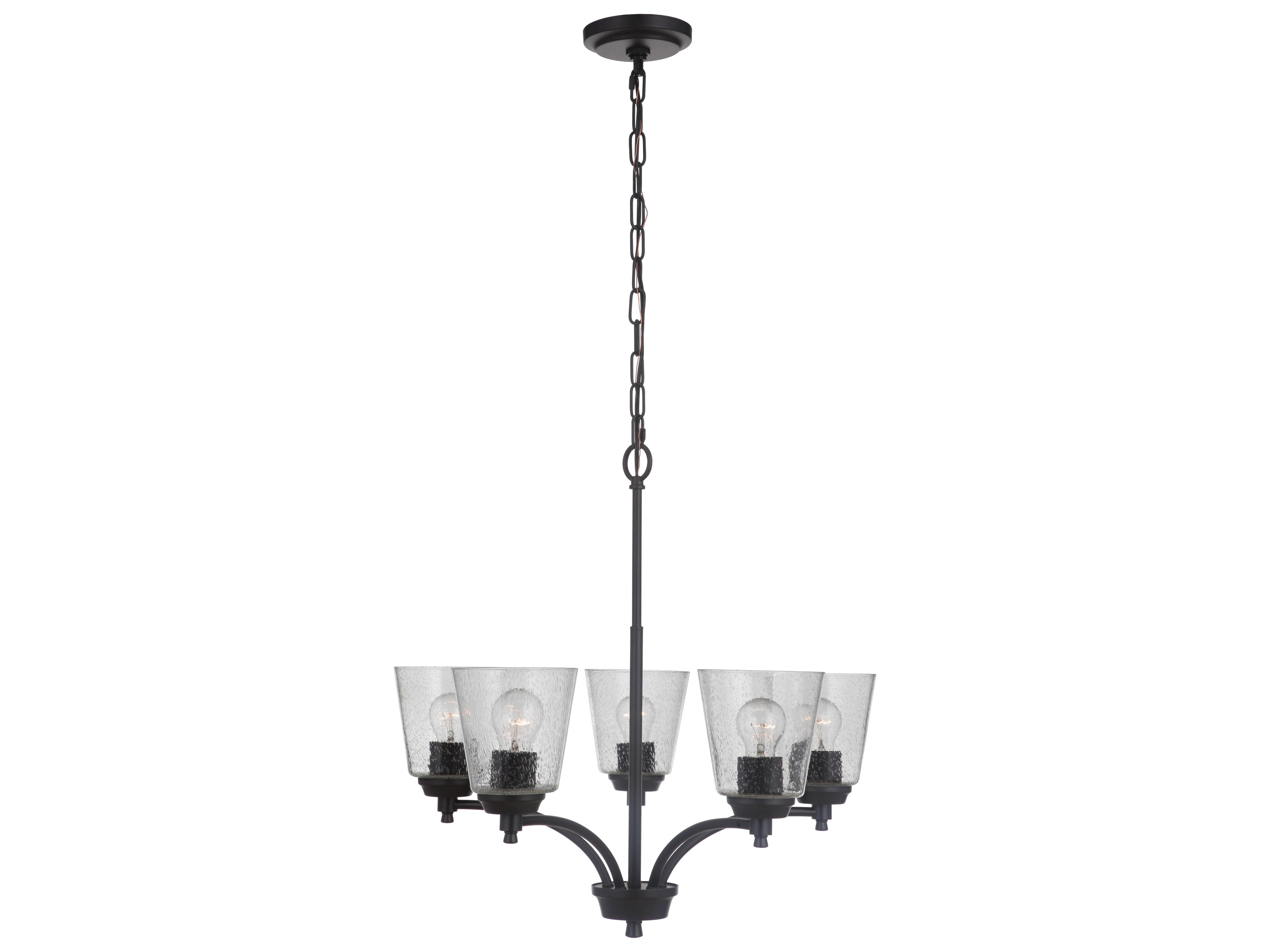 Craftmade Tyler 5-Light Flat Black Glass Bell Chandelier