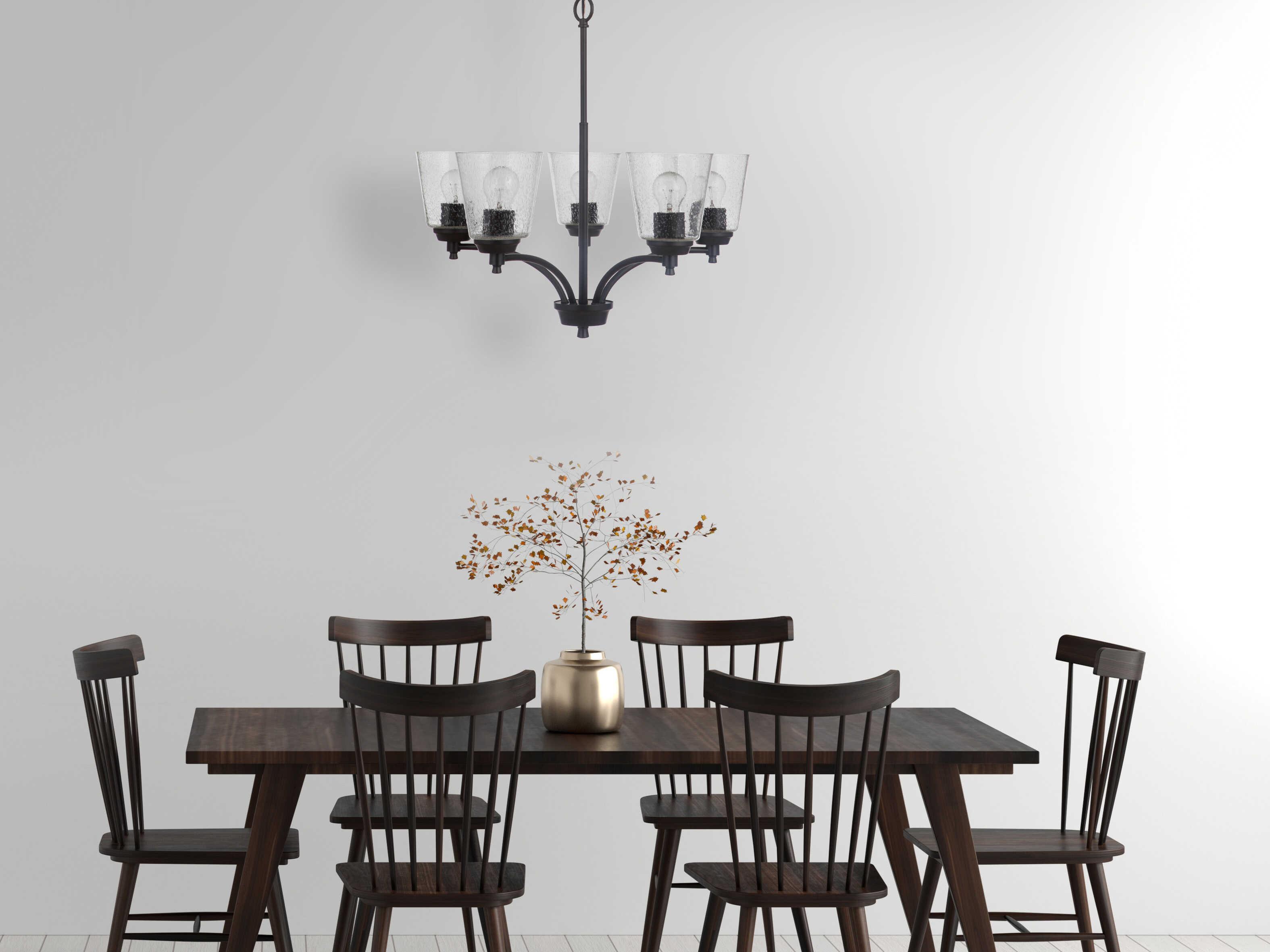 Craftmade Tyler 5-Light Flat Black Glass Bell Chandelier