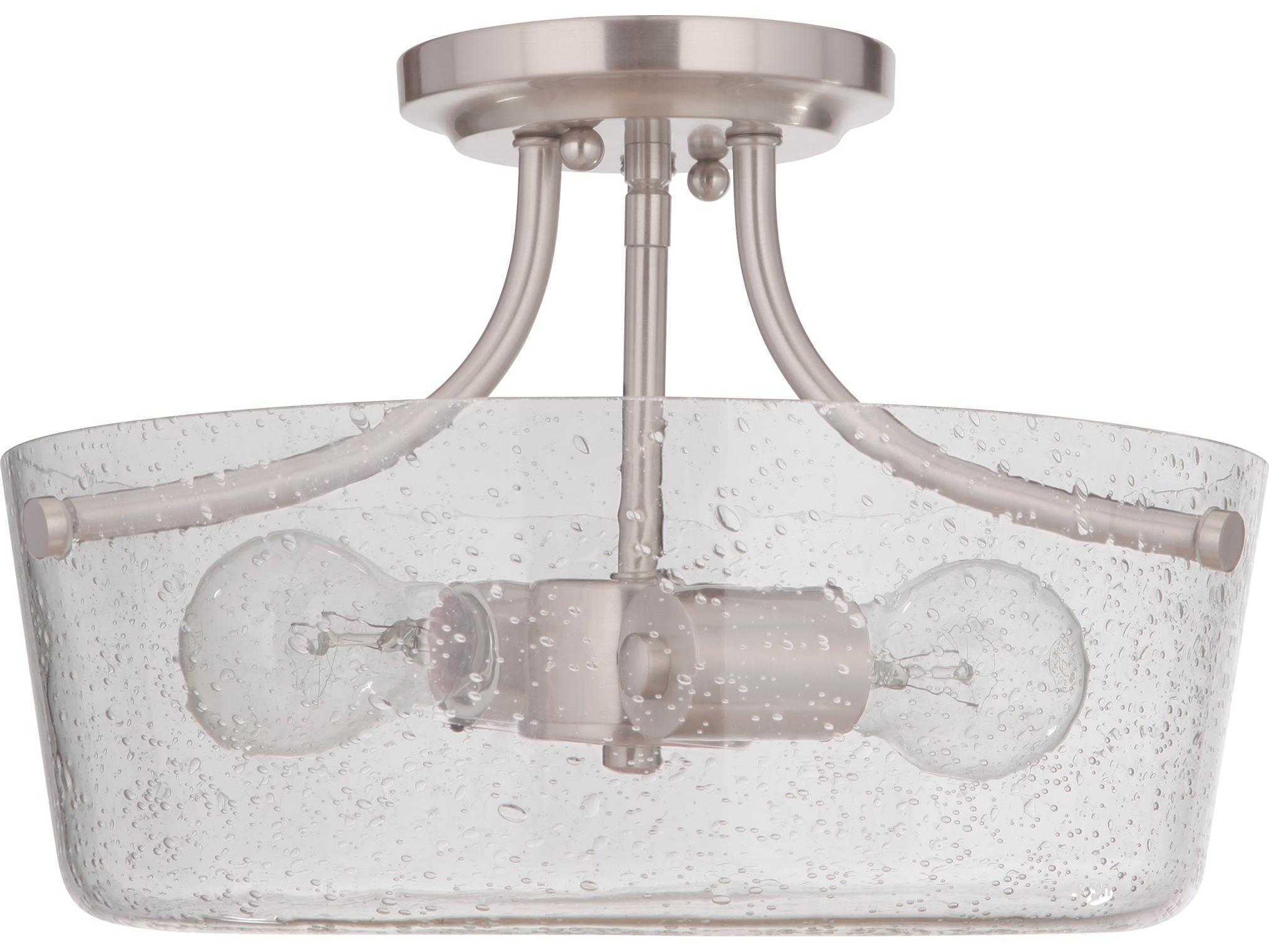 Craftmade Tyler 2-Light Brushed Polished Nickel Glass Bowl Semi Flush Mount