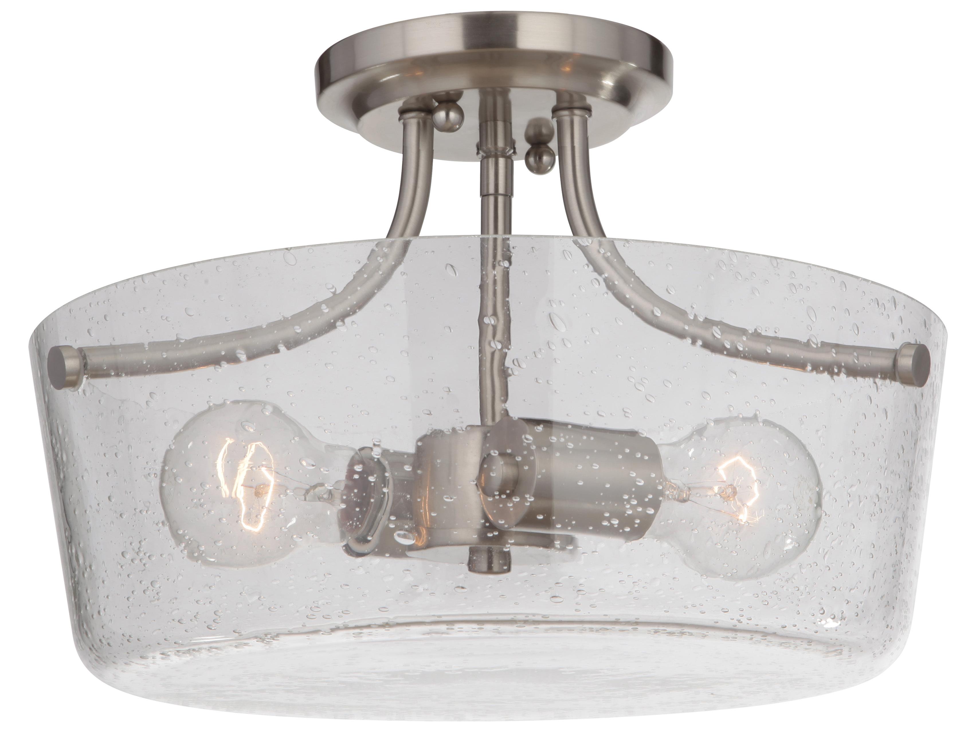 Craftmade Tyler 2-Light Brushed Polished Nickel Glass Bowl Semi Flush Mount