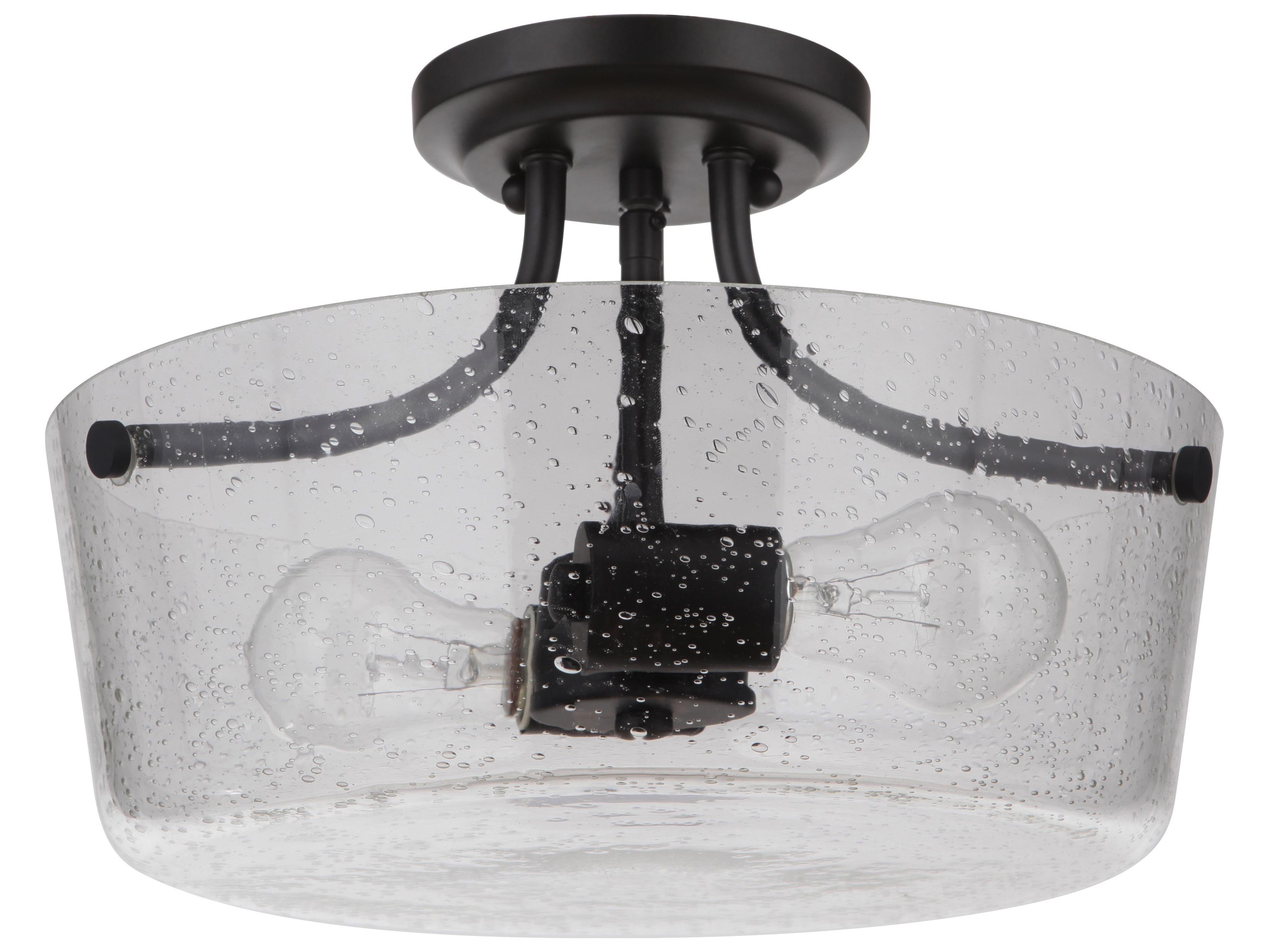 Craftmade Tyler 2-Light Flat Black Glass Bowl Semi Flush Mount