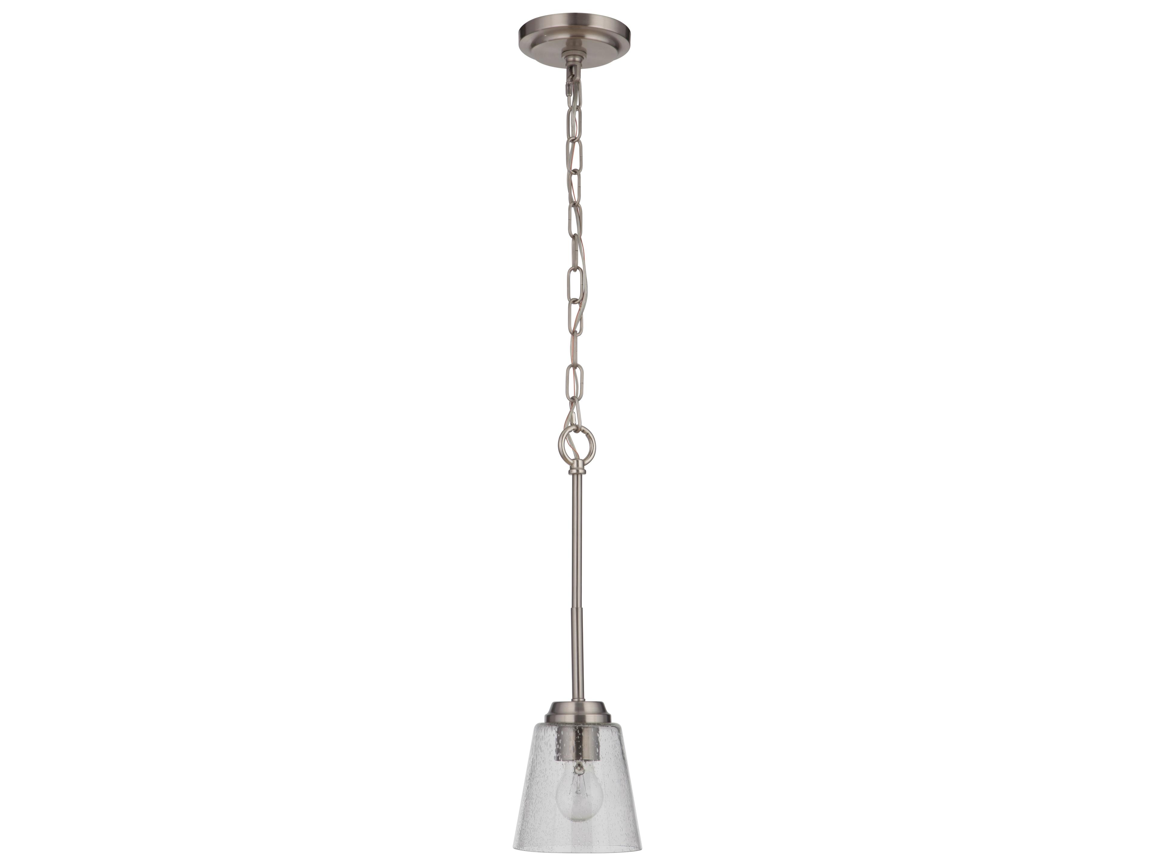 Craftmade Tyler 1-Light Brushed Polished Nickel Glass Bell Mini Pendant