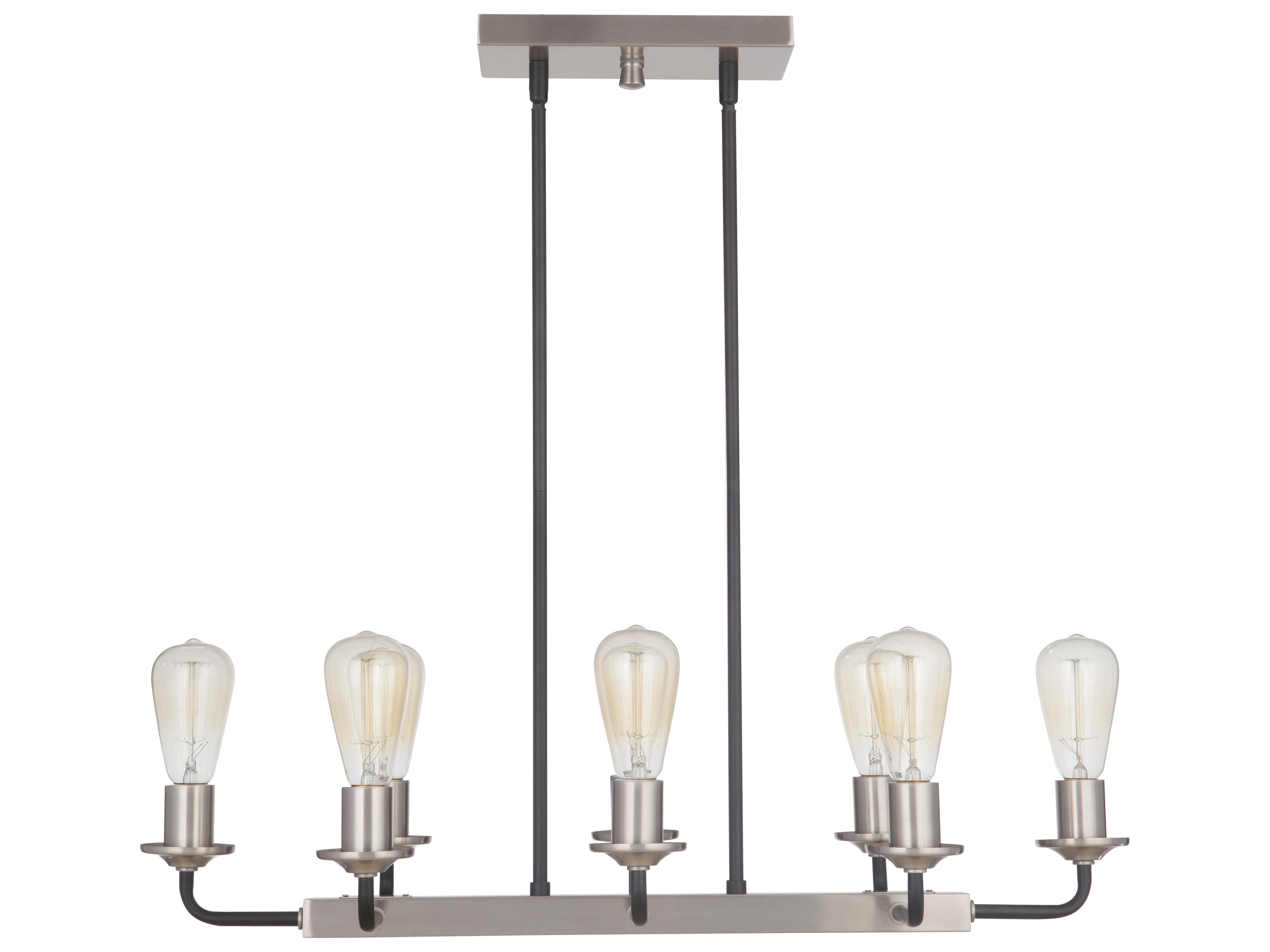 Craftmade Randolph 8-Light Flat Black Brushed Polished Nickel Linear Island Pendant