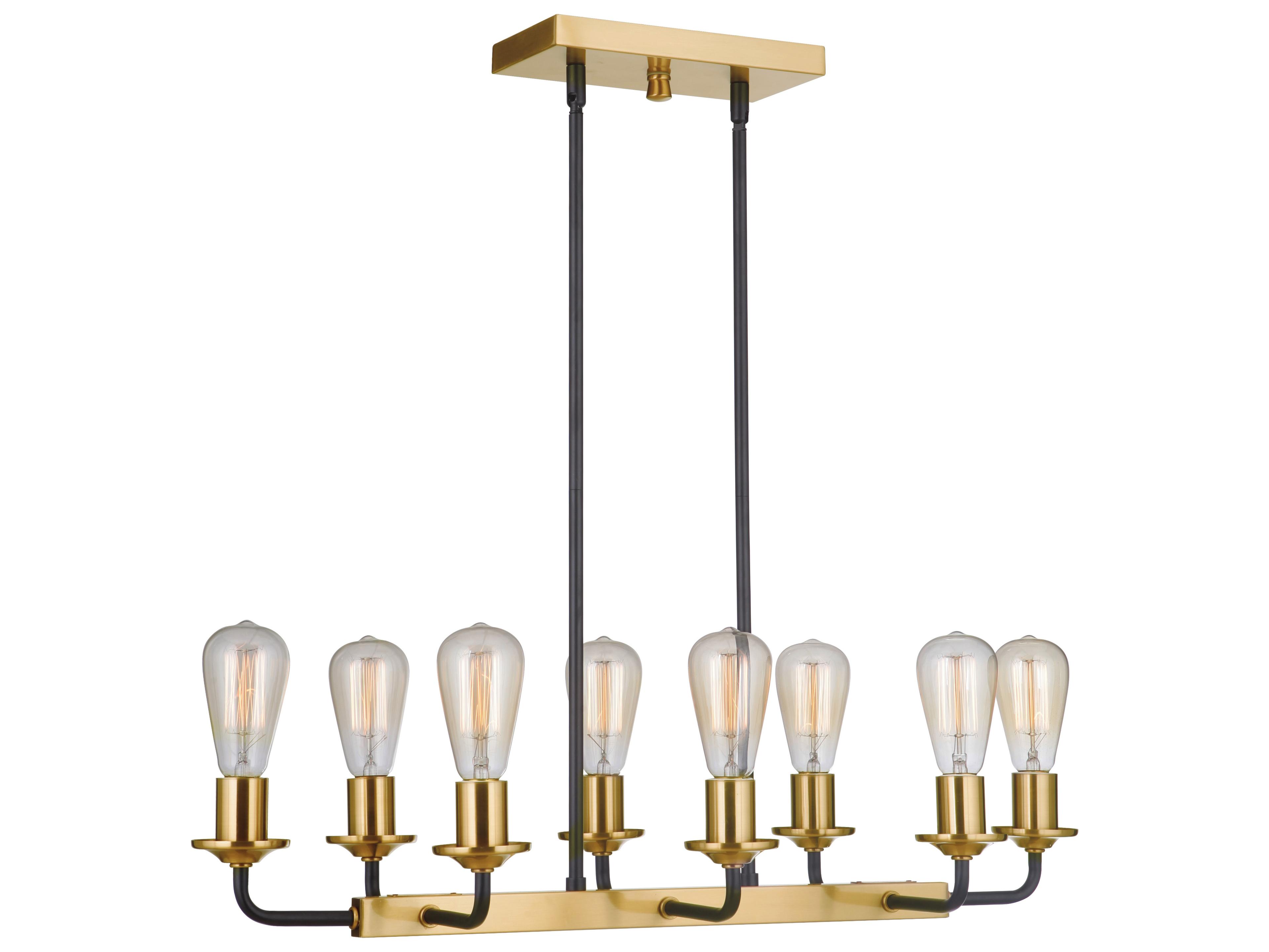 Craftmade Randolph 8-Light Flat Black Satin Brass Linear Island Pendant