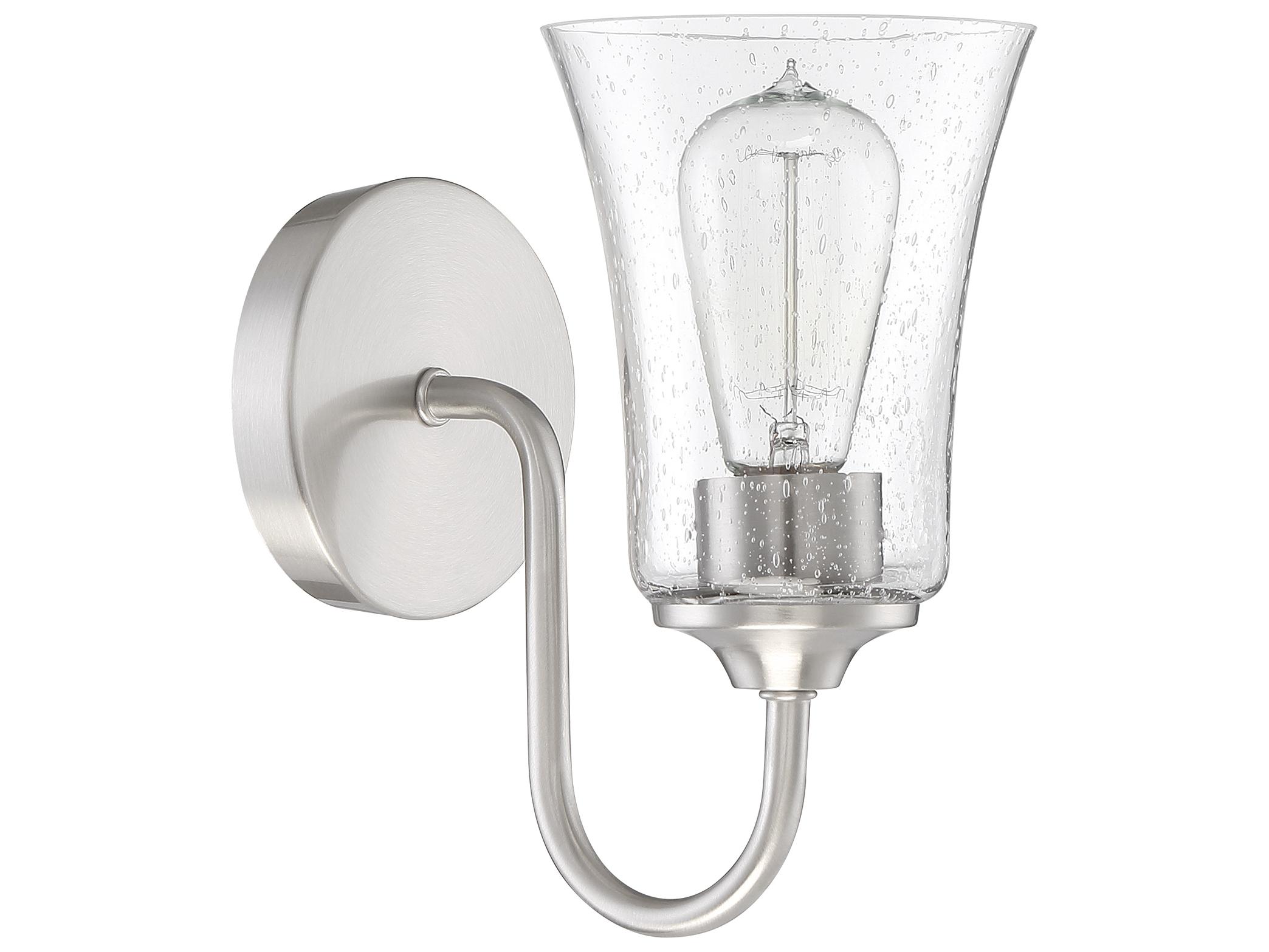 Craftmade Gwyneth 1-Light Brushed Polished Nickel Glass Vanity Light