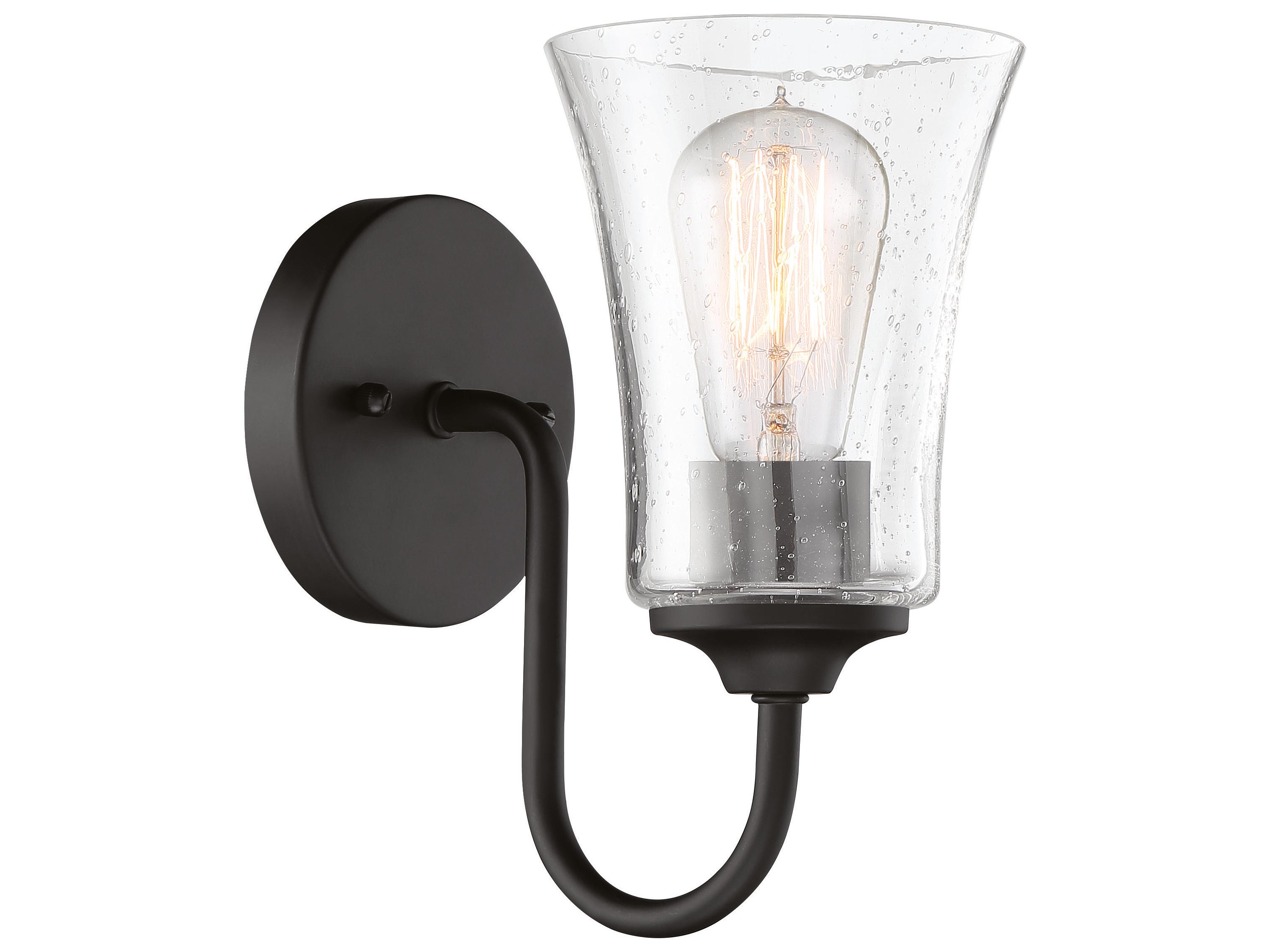 Craftmade Gwyneth 1-Light Flat Black Glass Vanity Light