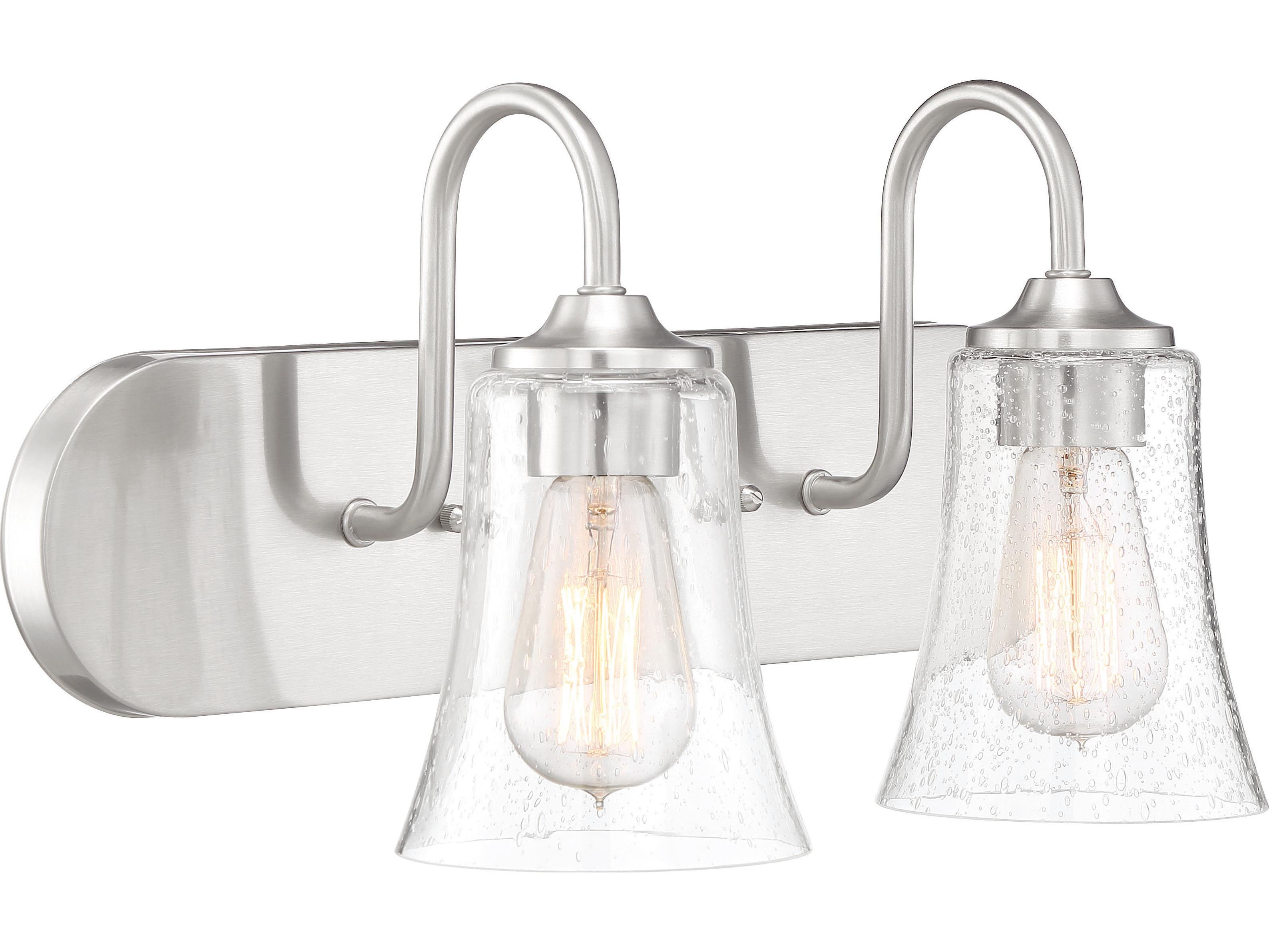 Craftmade Gwyneth 2-Light Brushed Polished Nickel Glass Vanity Light