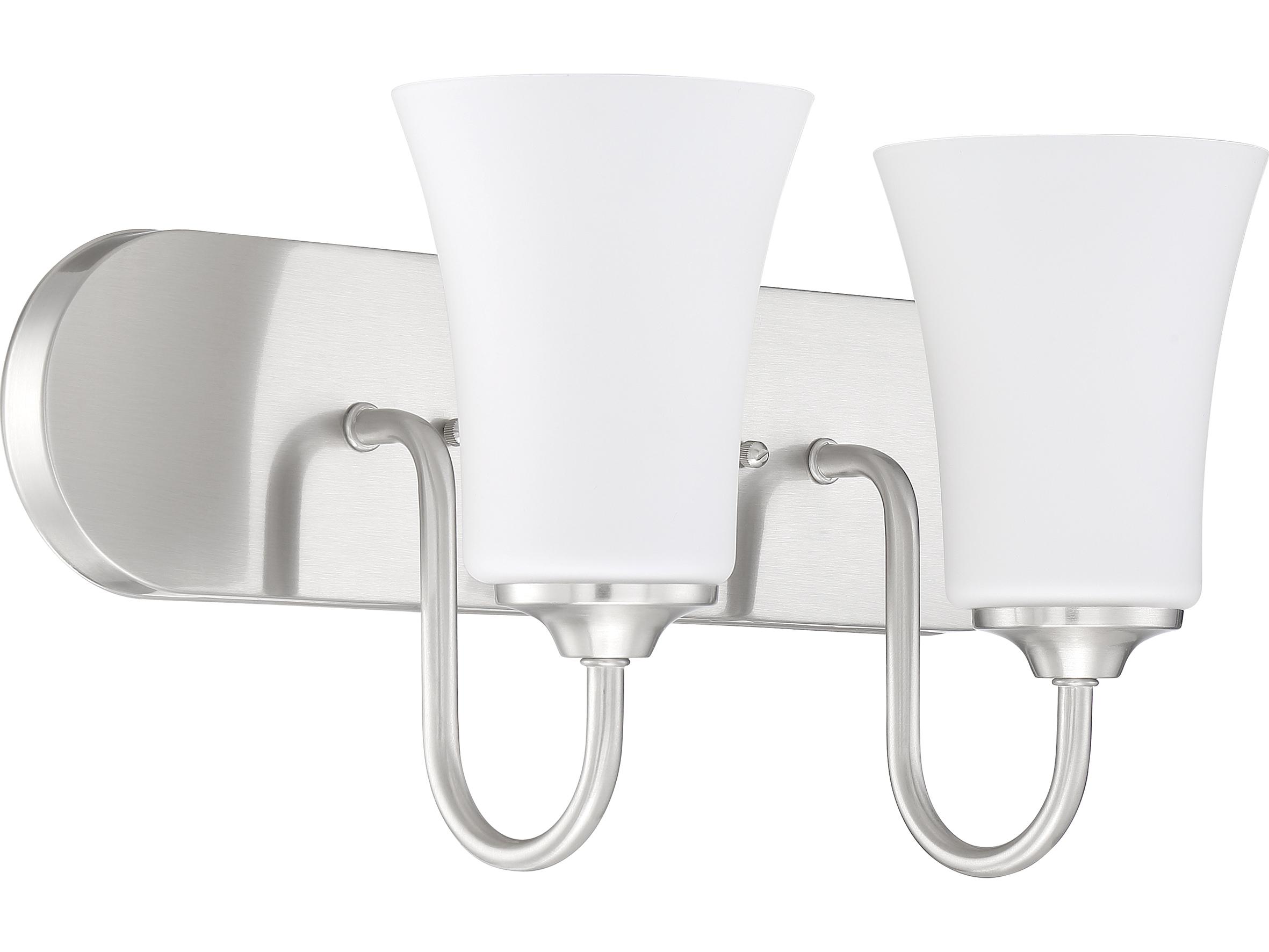 Craftmade Gwyneth 2-Light Brushed Polished Nickel Glass Vanity Light