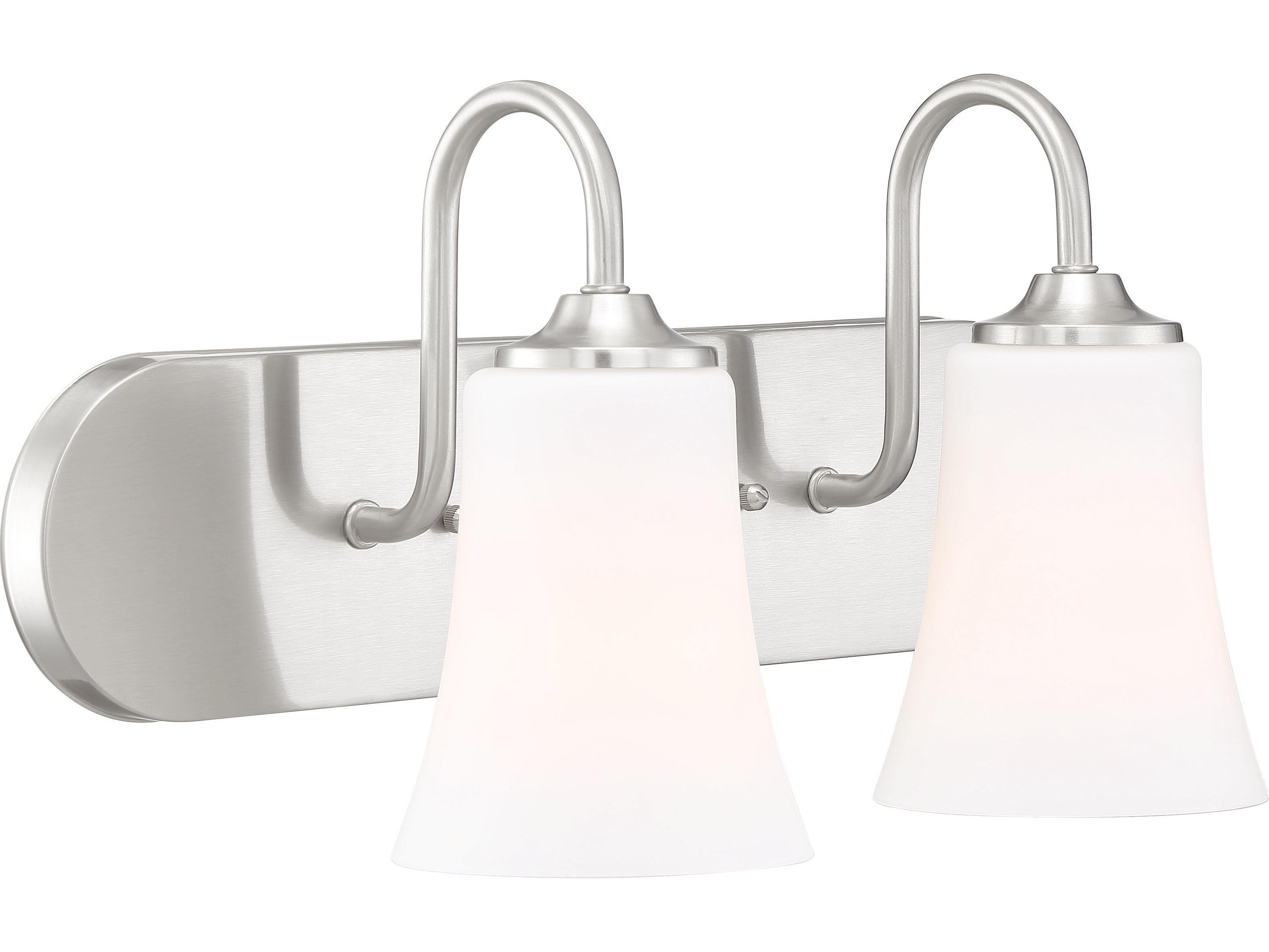 Craftmade Gwyneth 2-Light Brushed Polished Nickel Glass Vanity Light