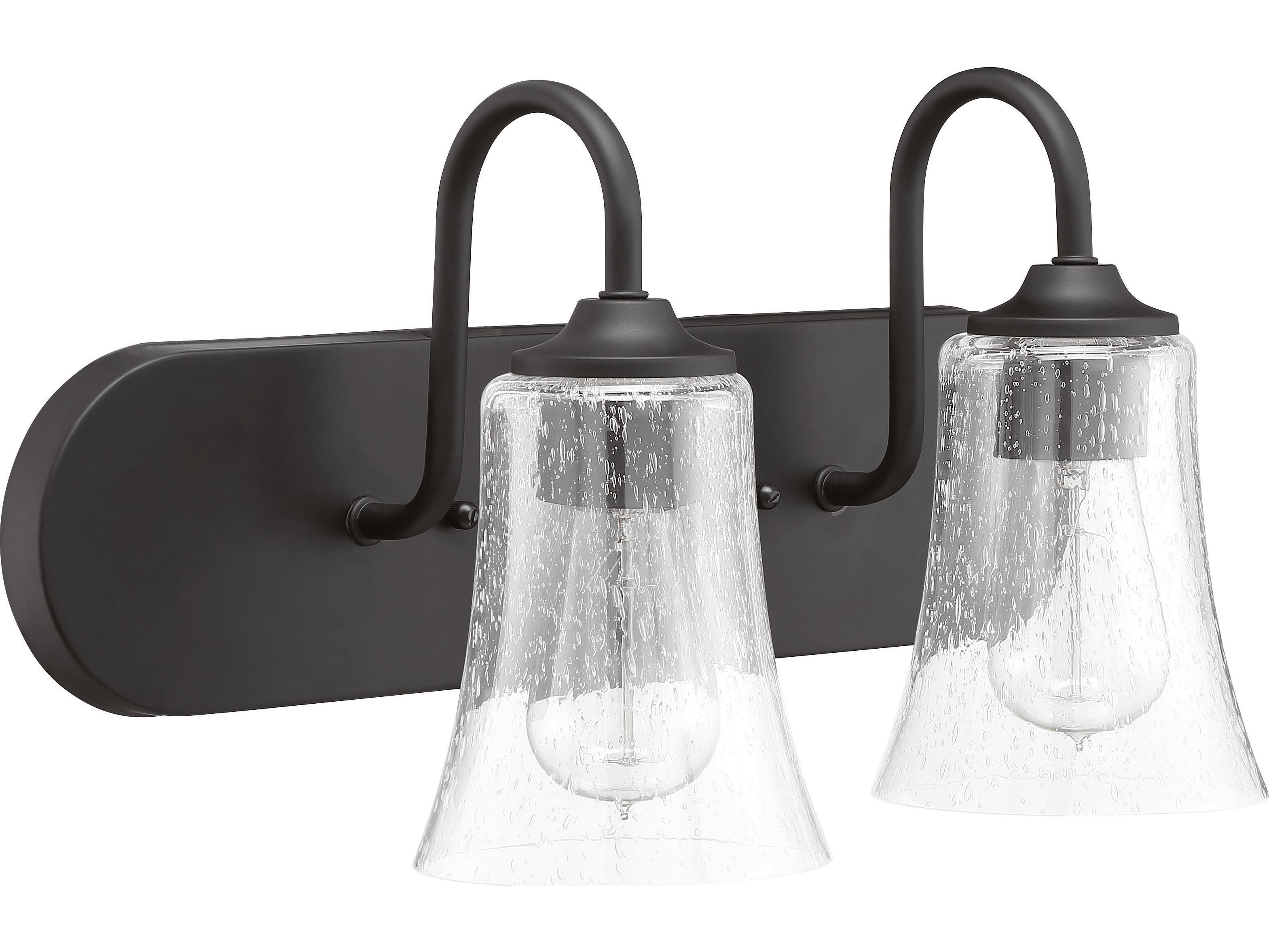 Craftmade Gwyneth 2-Light Flat Black Glass Vanity Light