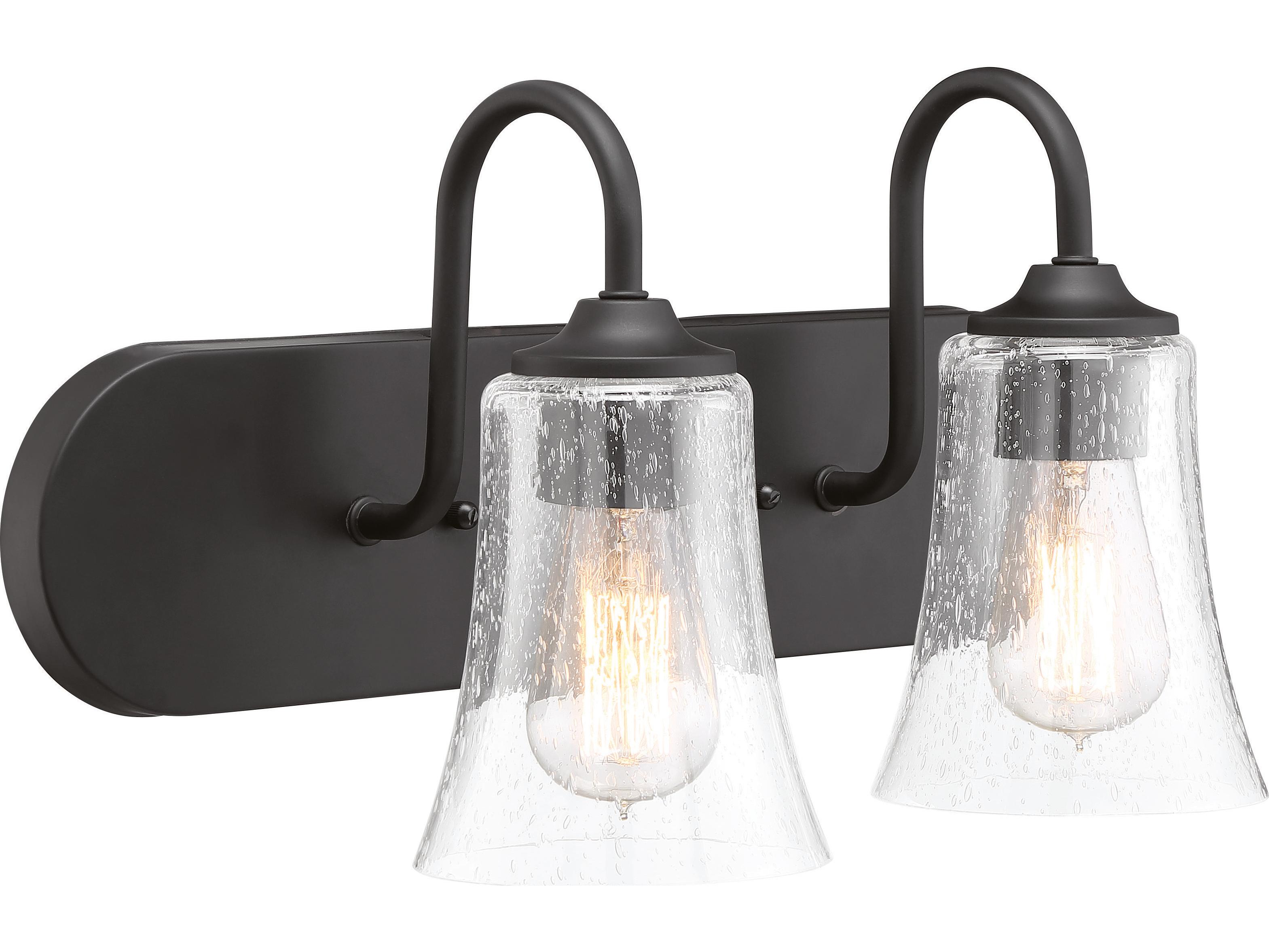 Craftmade Gwyneth 2-Light Flat Black Glass Vanity Light