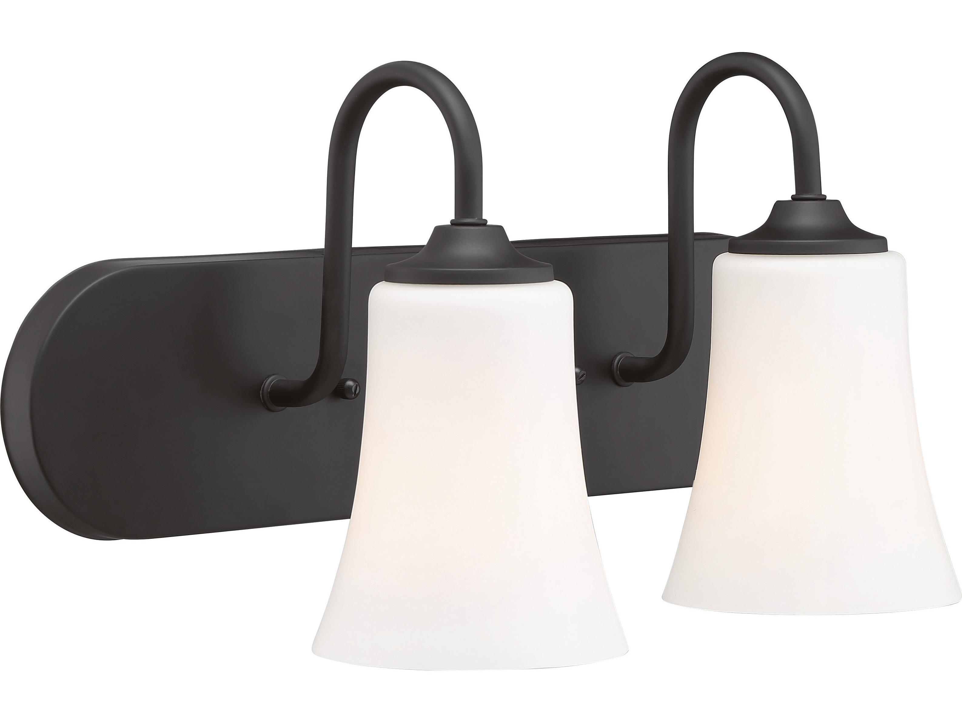 Craftmade Gwyneth 2-Light Flat Black Glass Vanity Light