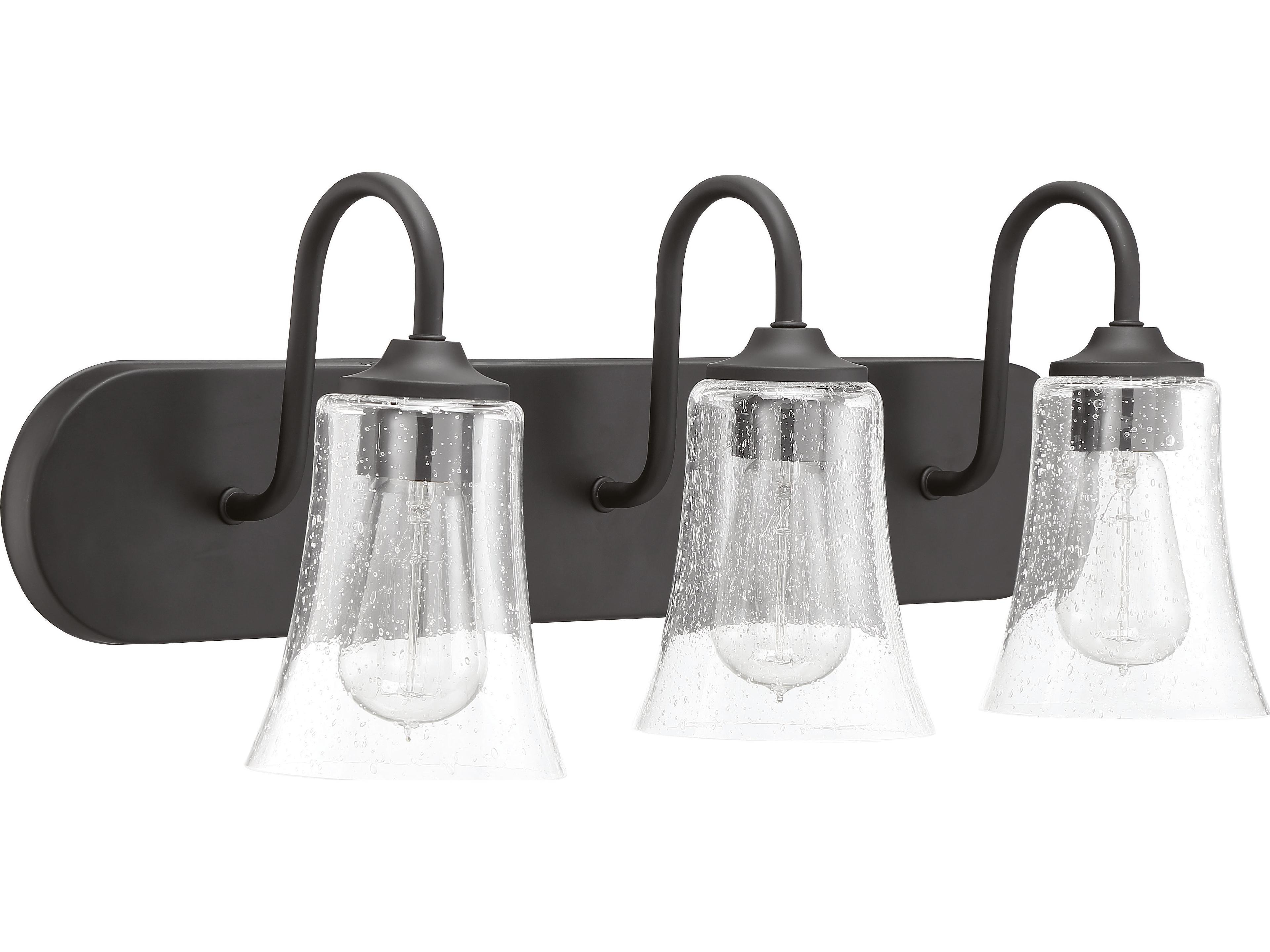 Craftmade Gwyneth 3-Light Flat Black Glass Vanity Light