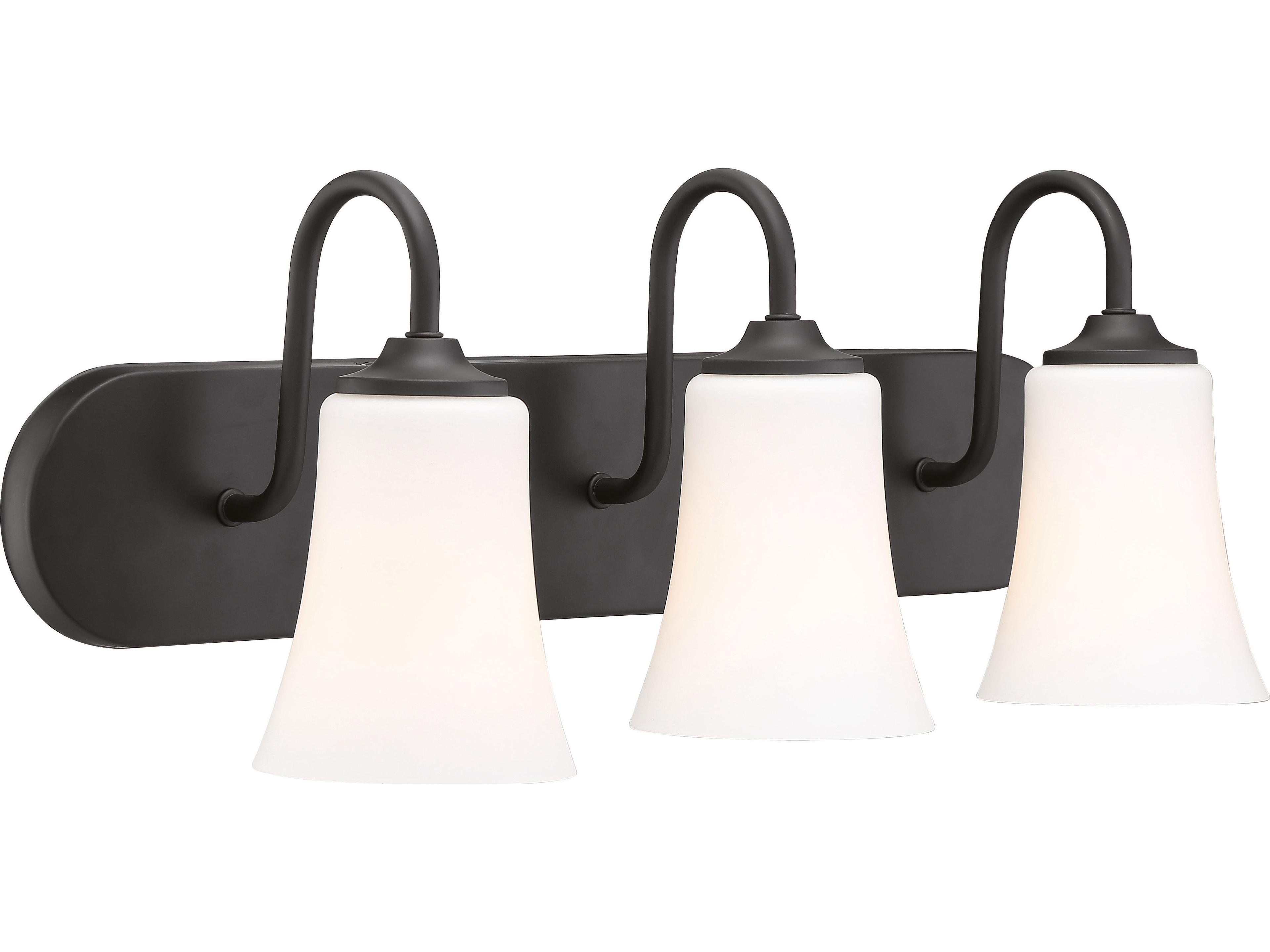 Craftmade Gwyneth 3-Light Flat Black Glass Vanity Light