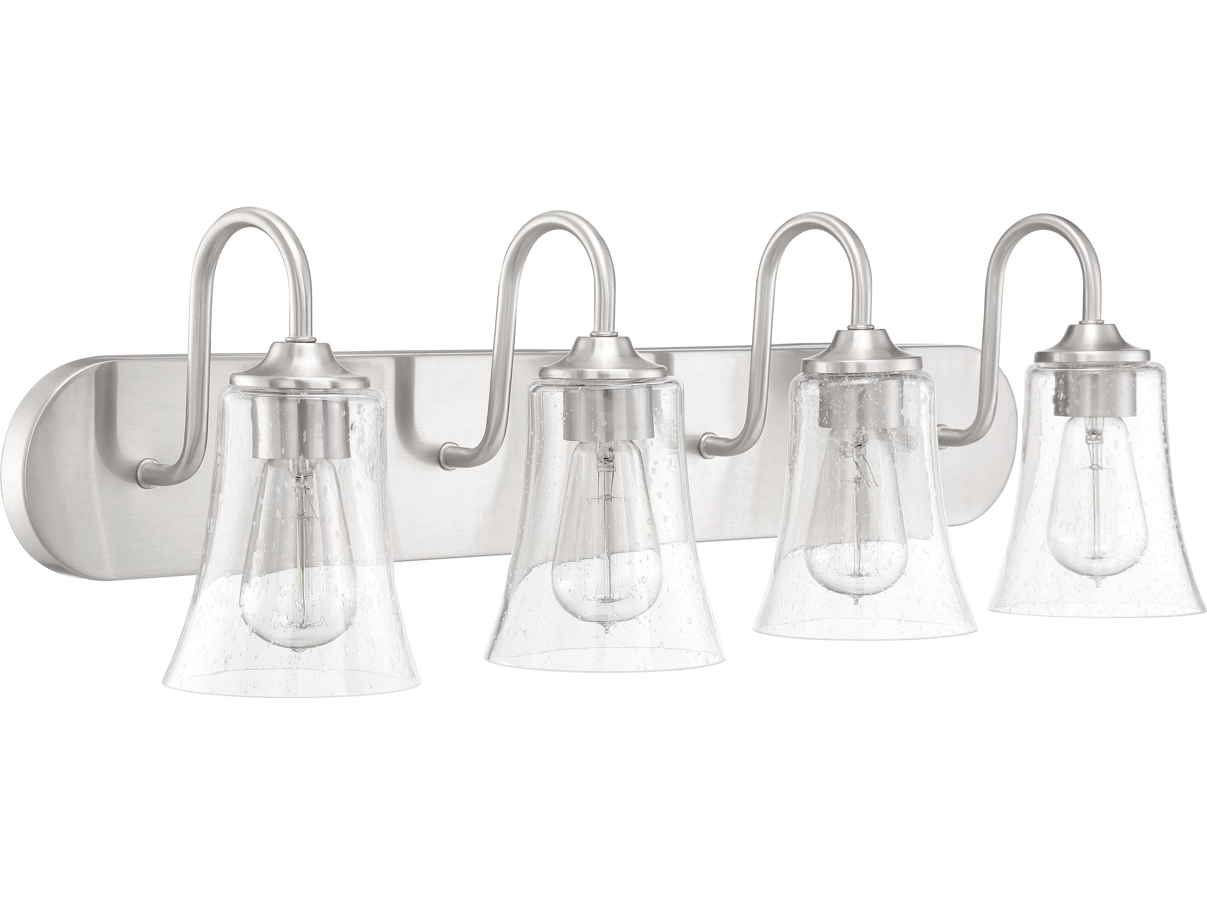 Craftmade Gwyneth 4-Light Brushed Polished Nickel Glass Vanity Light