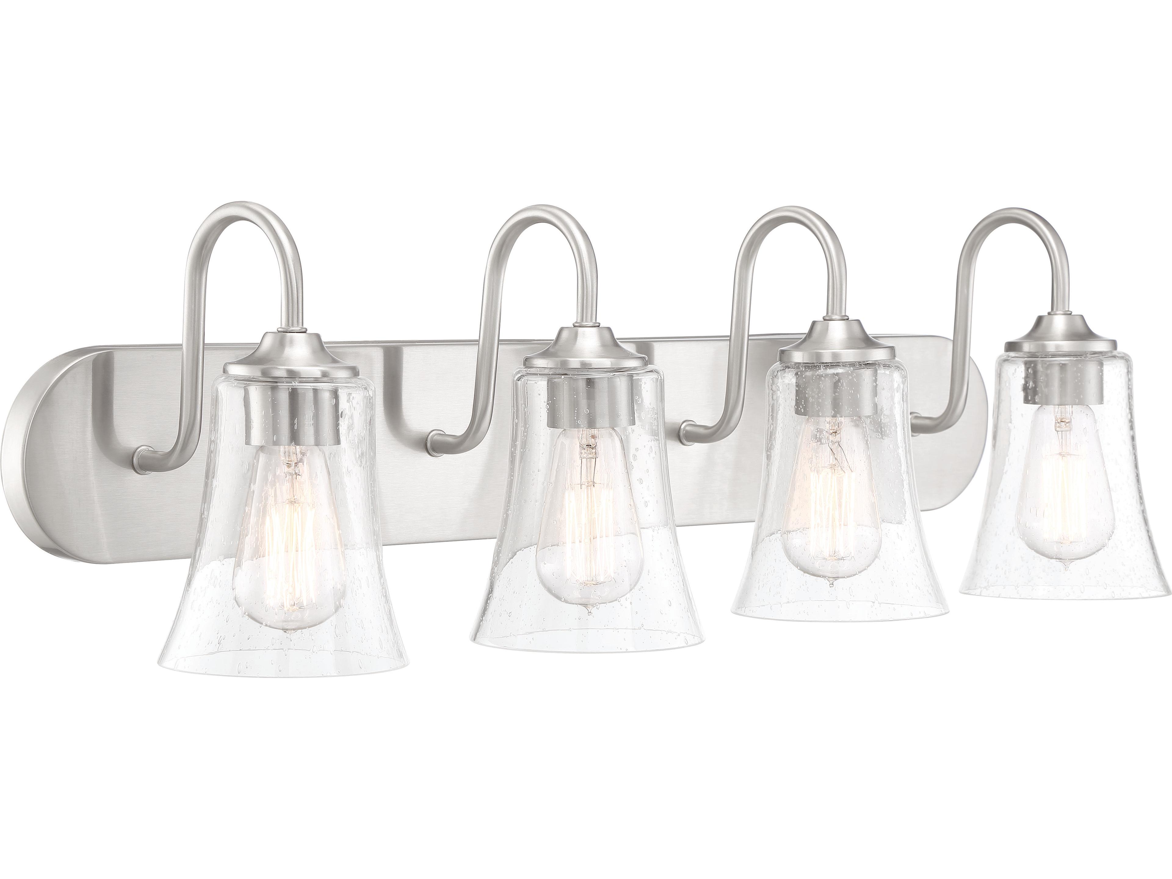 Craftmade Gwyneth 4-Light Brushed Polished Nickel Glass Vanity Light