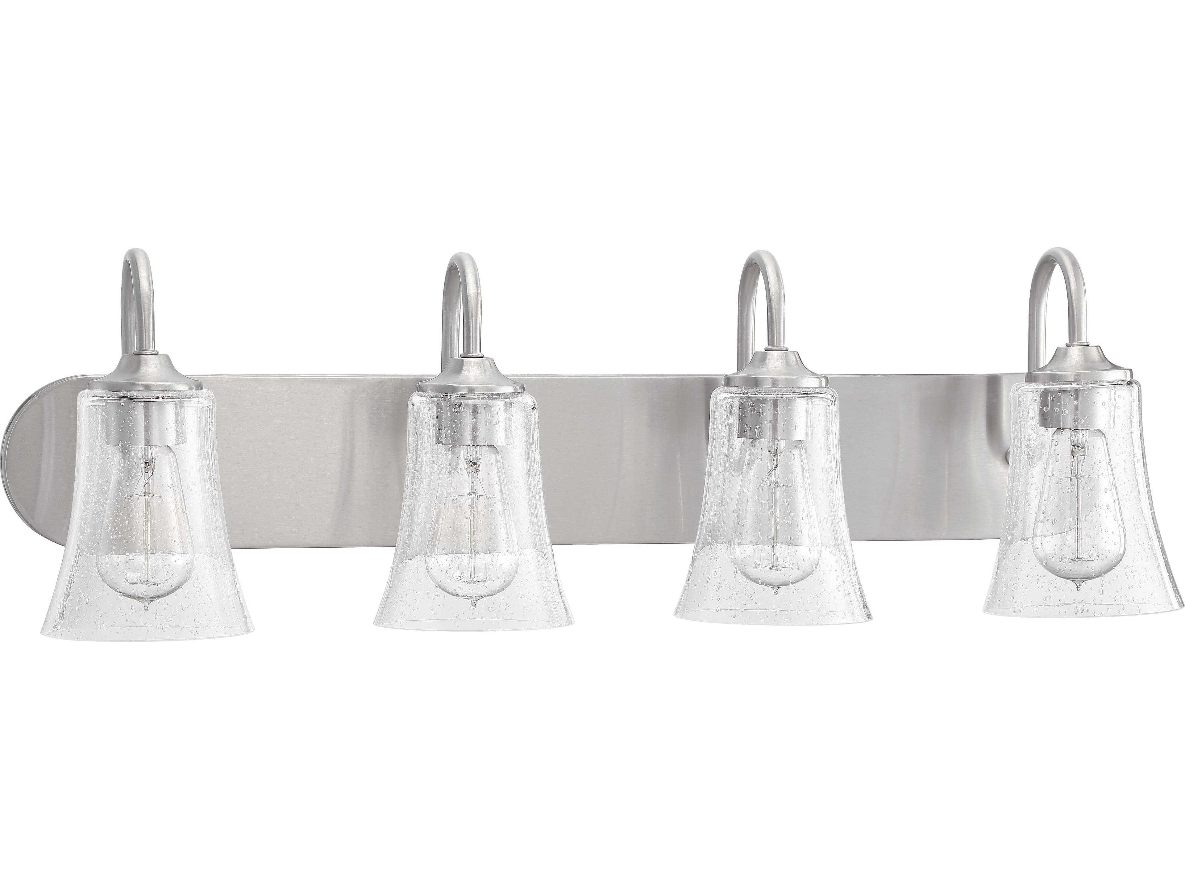 Craftmade Gwyneth 4-Light Brushed Polished Nickel Glass Vanity Light