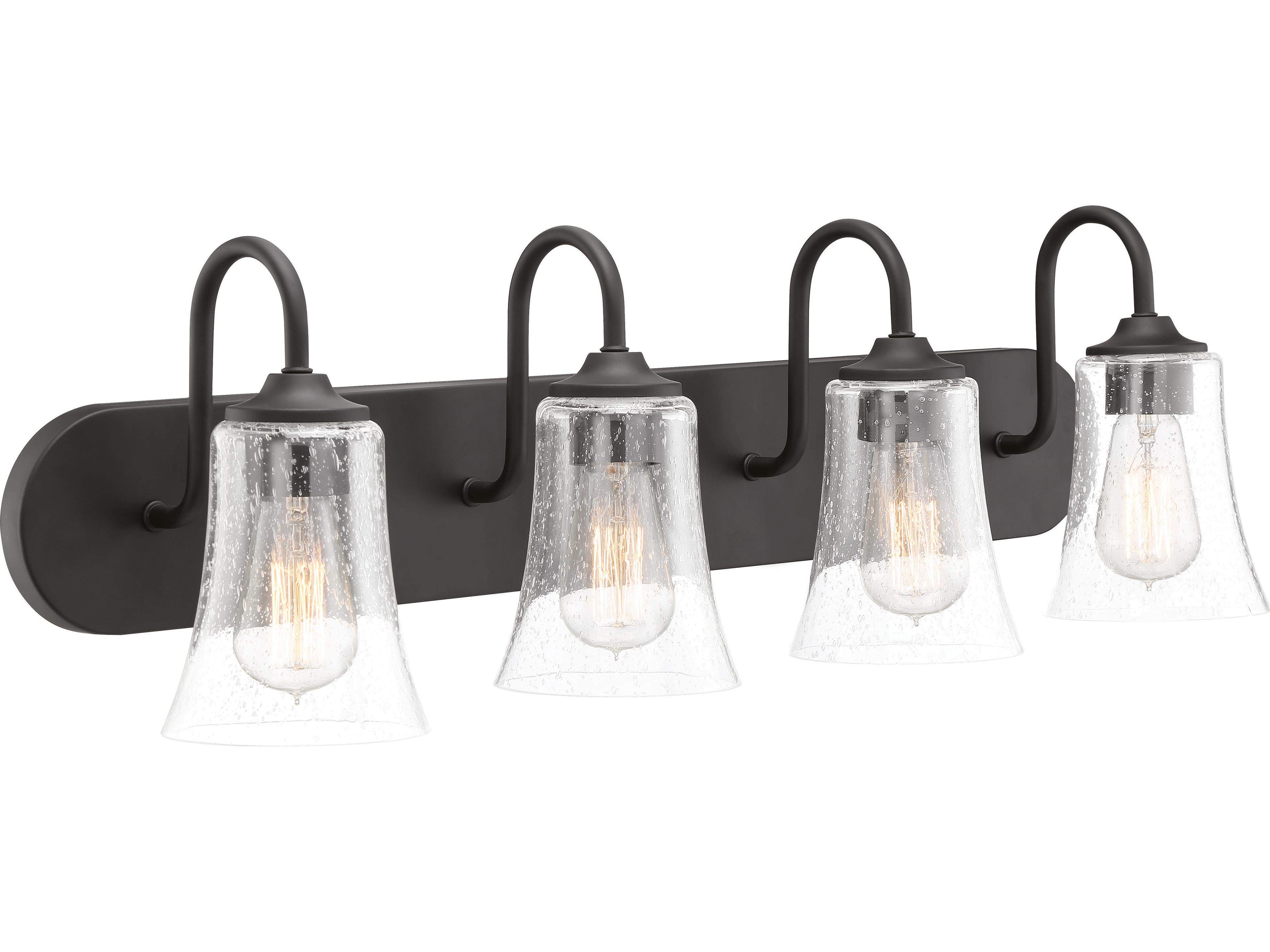 Craftmade Gwyneth 4-Light Flat Black Glass Vanity Light