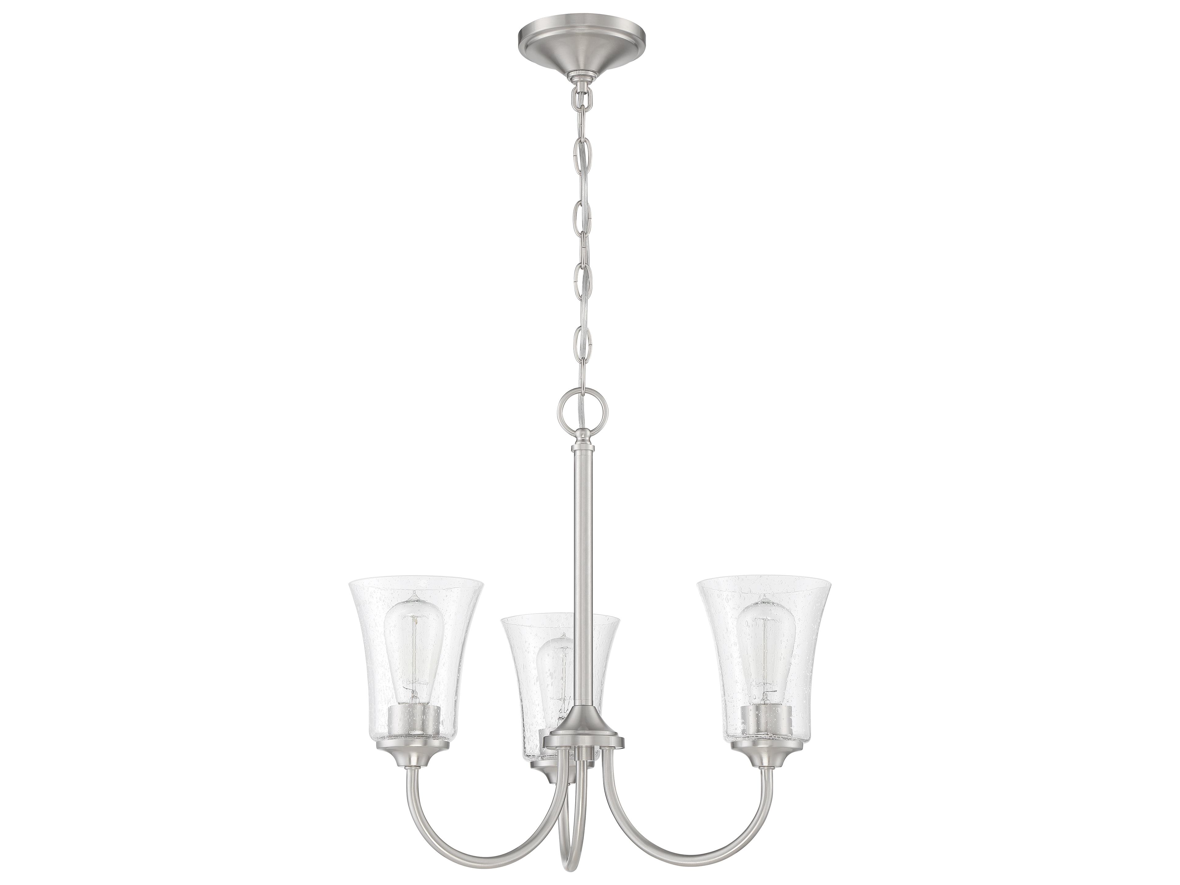 Craftmade Gwyneth 3-Light Brushed Polished Nickel Glass Bell Chandelier