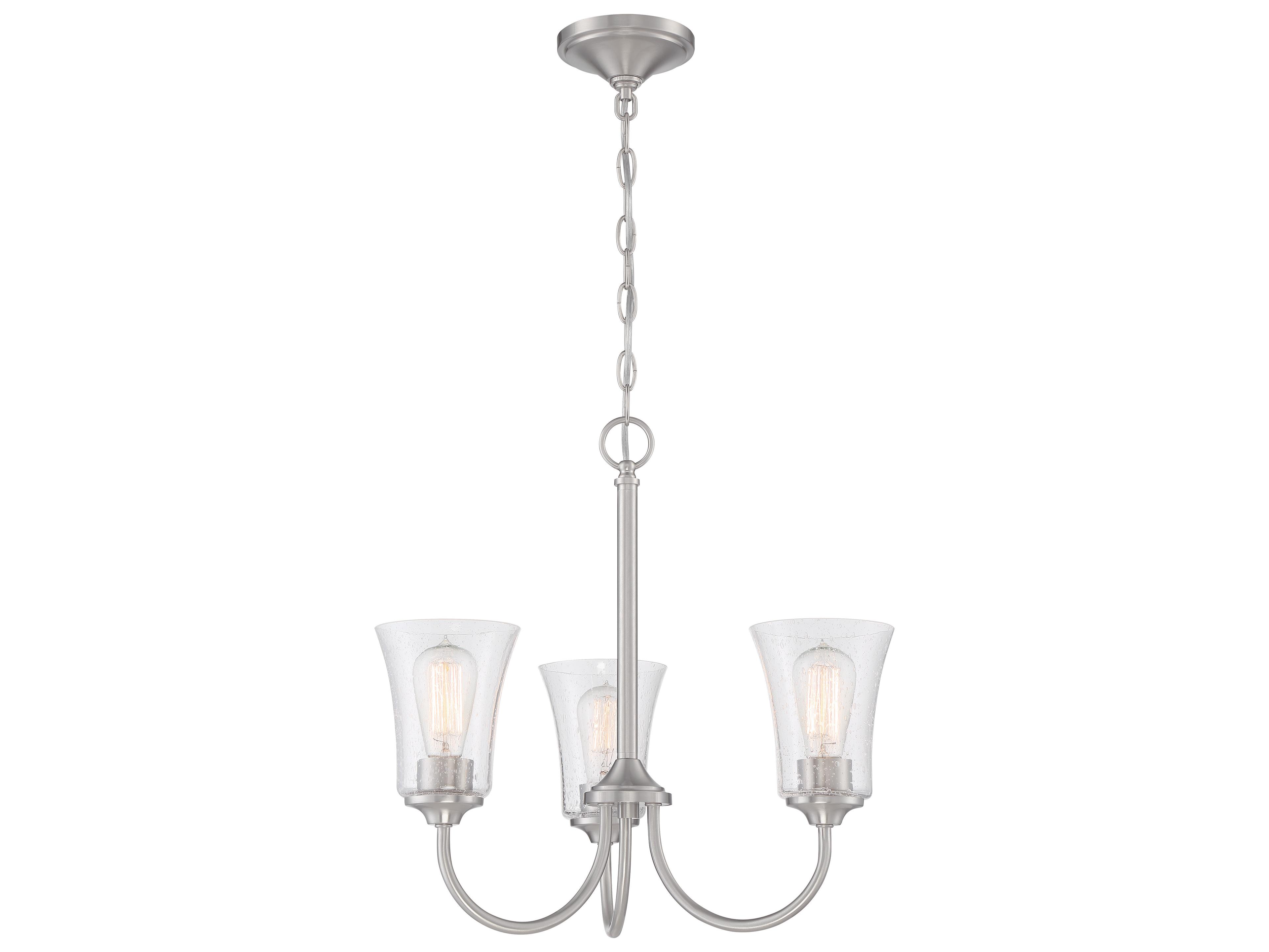 Craftmade Gwyneth 3-Light Brushed Polished Nickel Glass Bell Chandelier