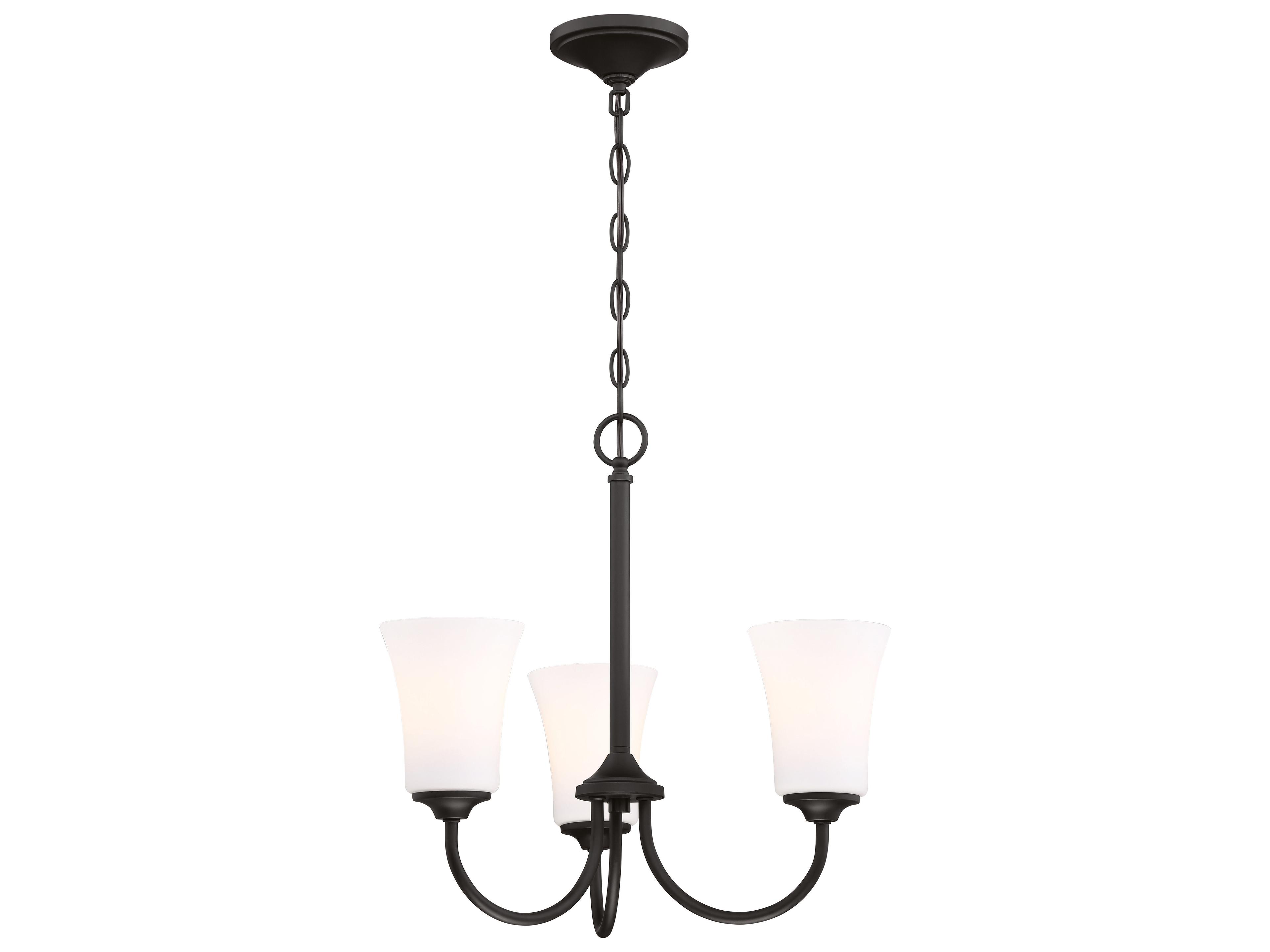 Craftmade Gwyneth 3-Light Flat Black Glass Bell Chandelier