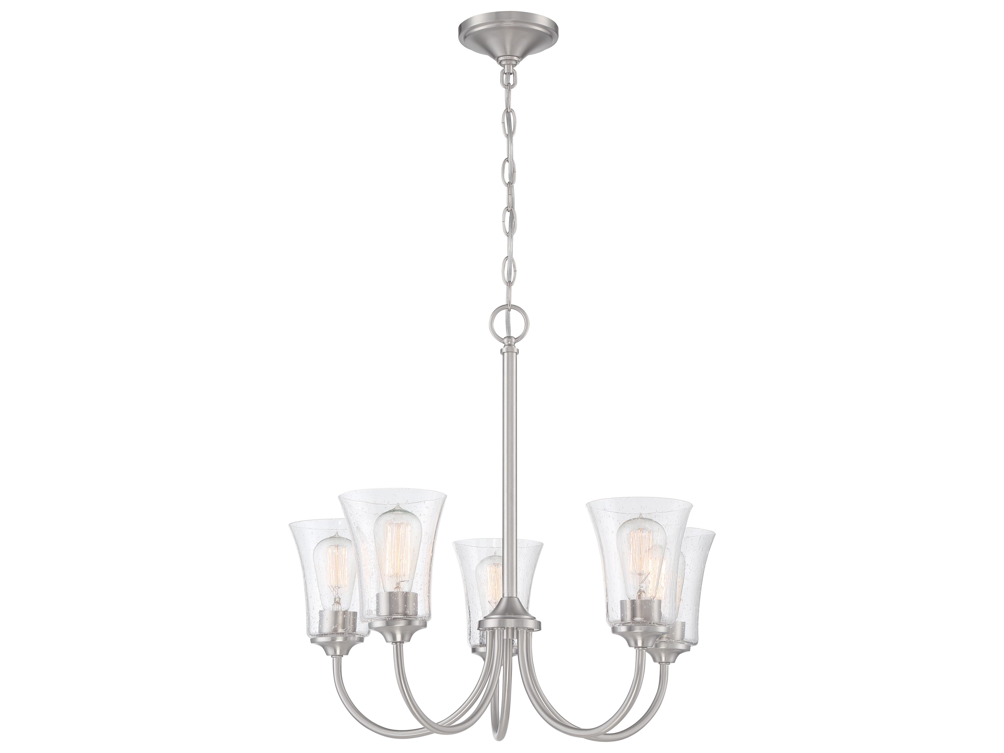 Craftmade Gwyneth 5-Light Brushed Polished Nickel Glass Bell Chandelier