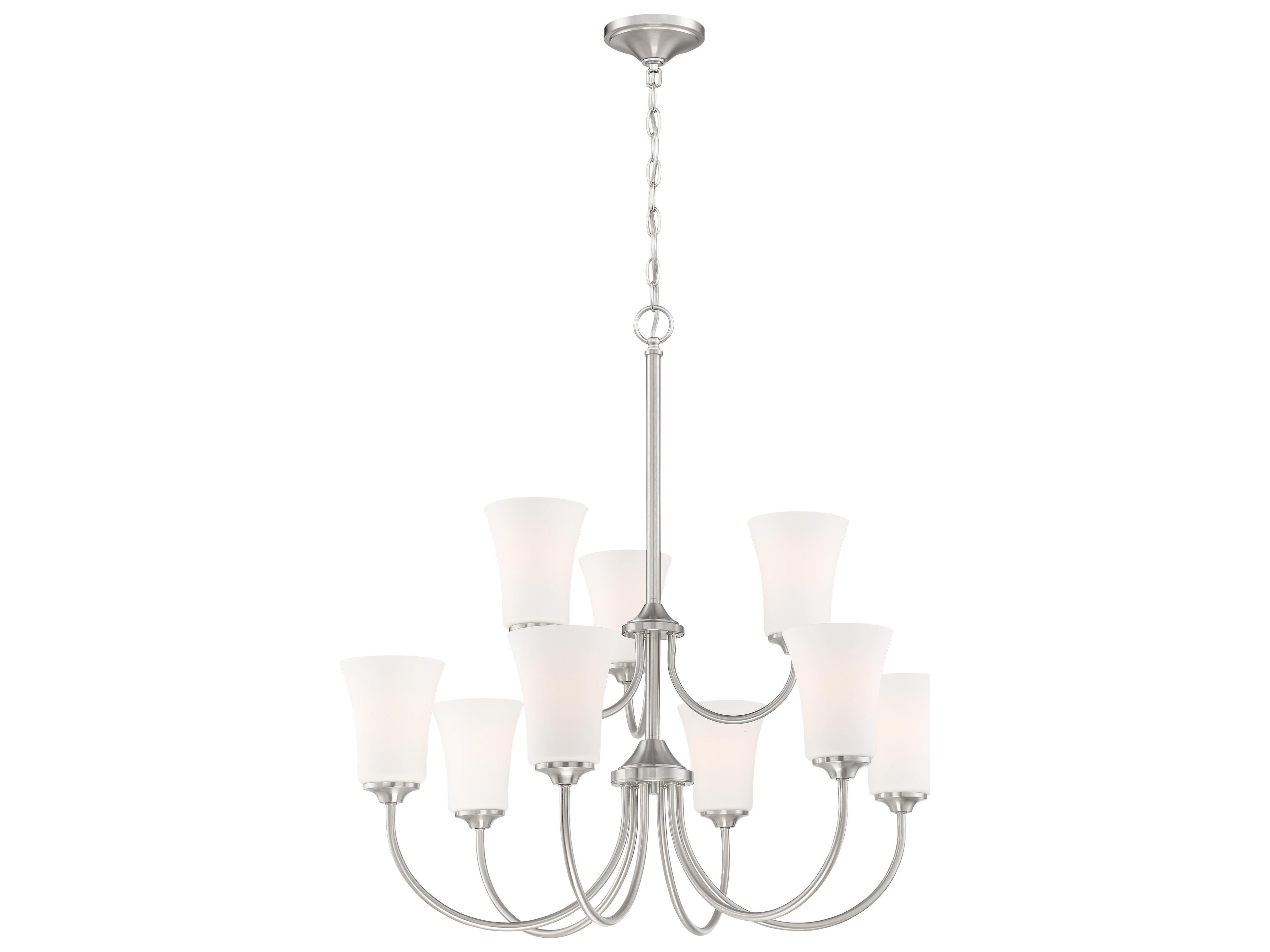 Craftmade Gwyneth 9-Light Brushed Polished Nickel Glass Bell Tiered Chandelier