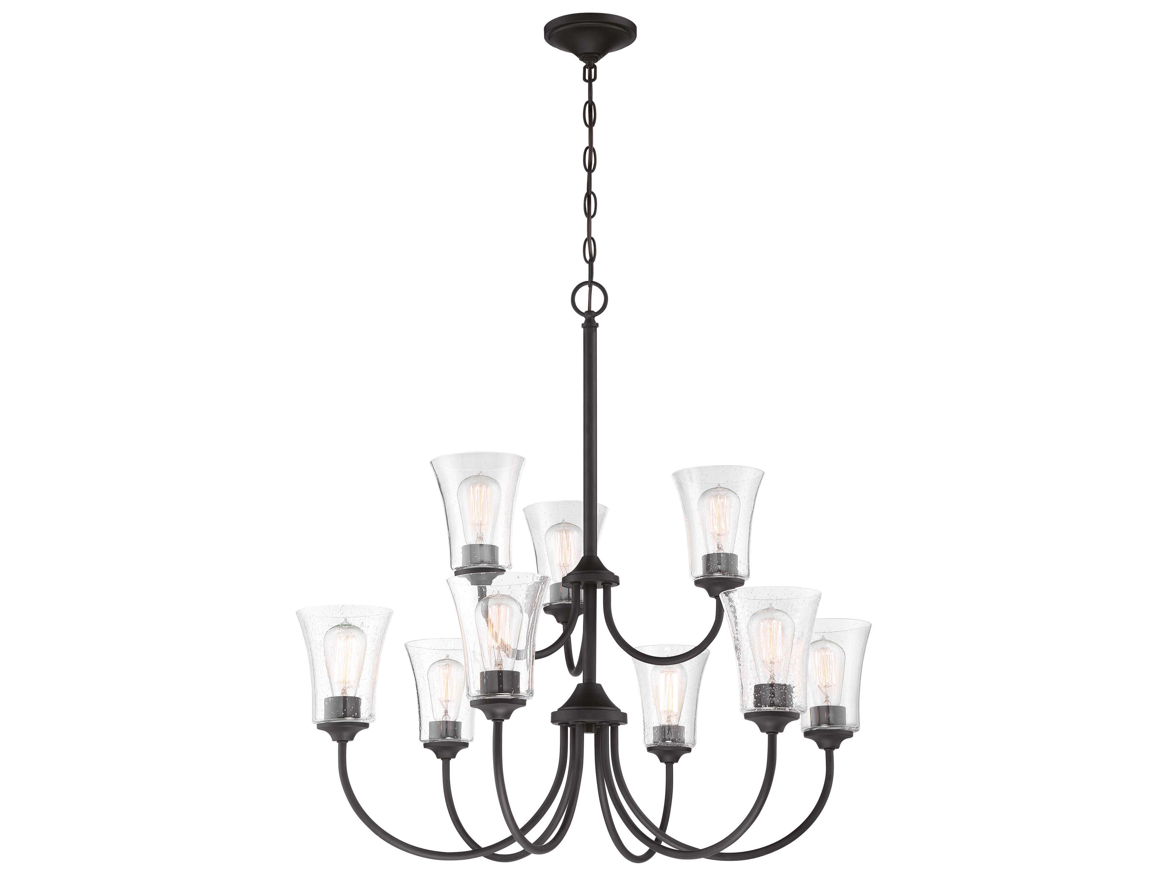 Craftmade Gwyneth 9-Light Flat Black Glass Bell Tiered Chandelier