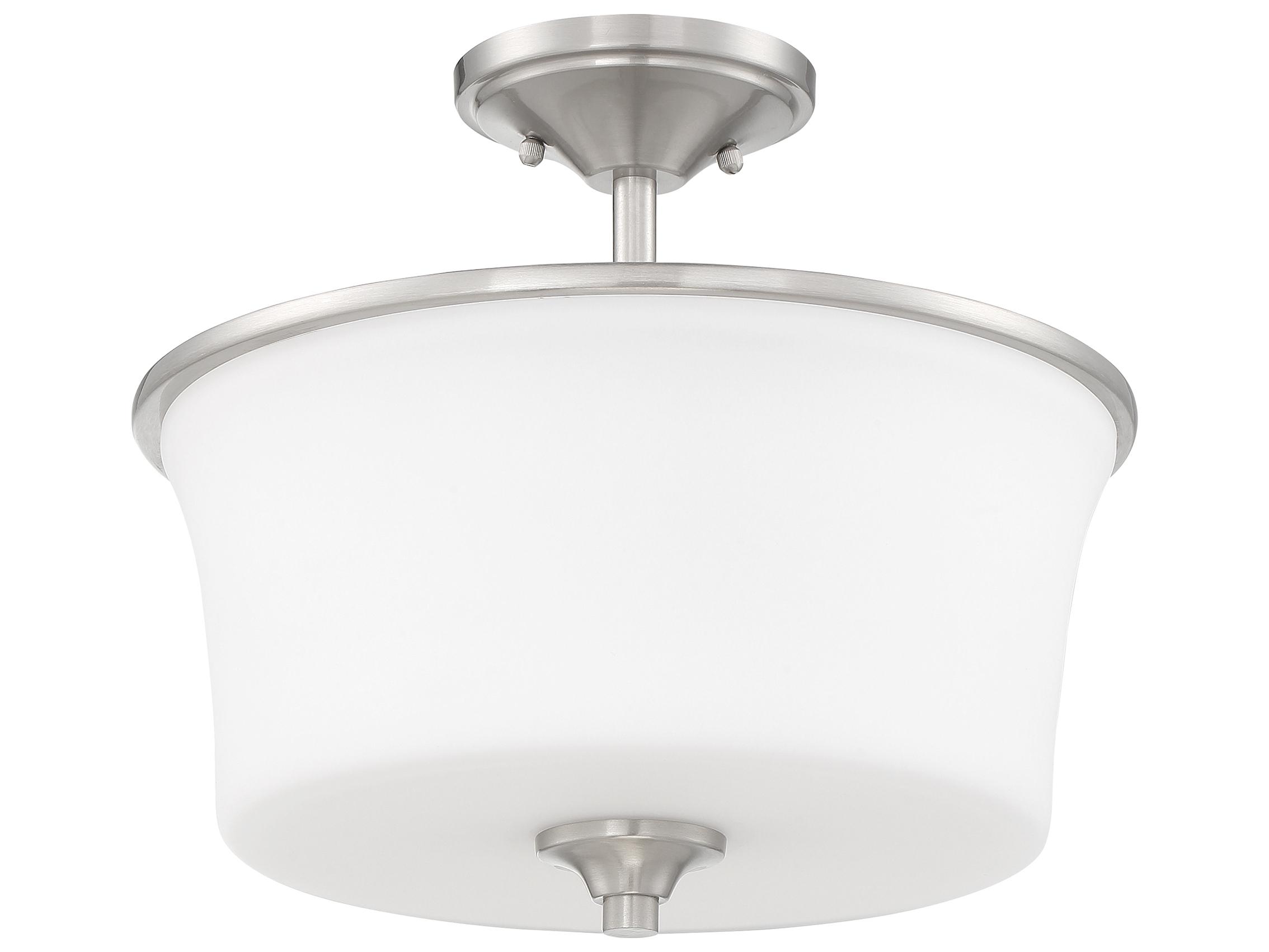 Craftmade Gwyneth 2-Light Brushed Polished Nickel Glass Drum Semi Flush Mount