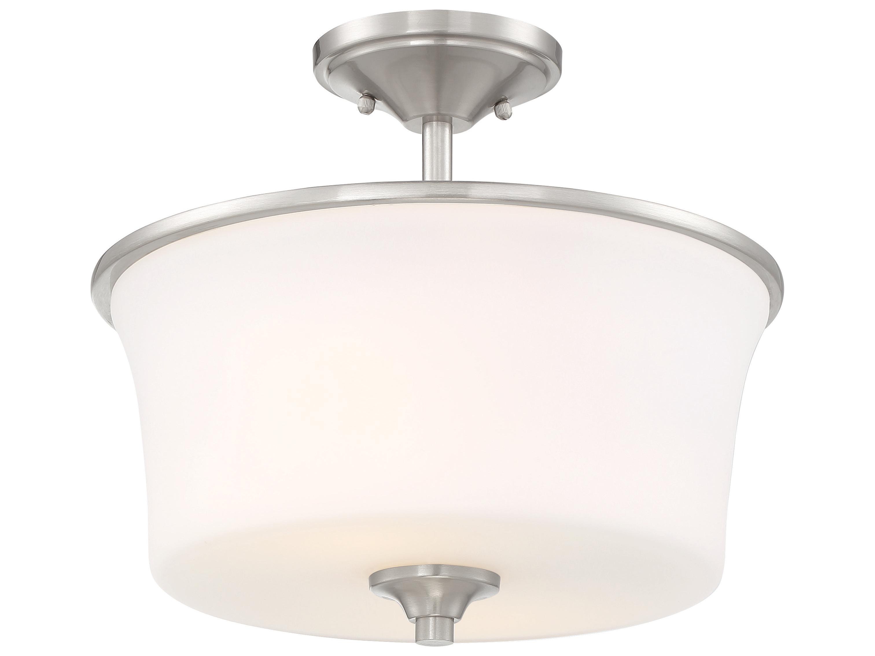 Craftmade Gwyneth 2-Light Brushed Polished Nickel Glass Drum Semi Flush Mount