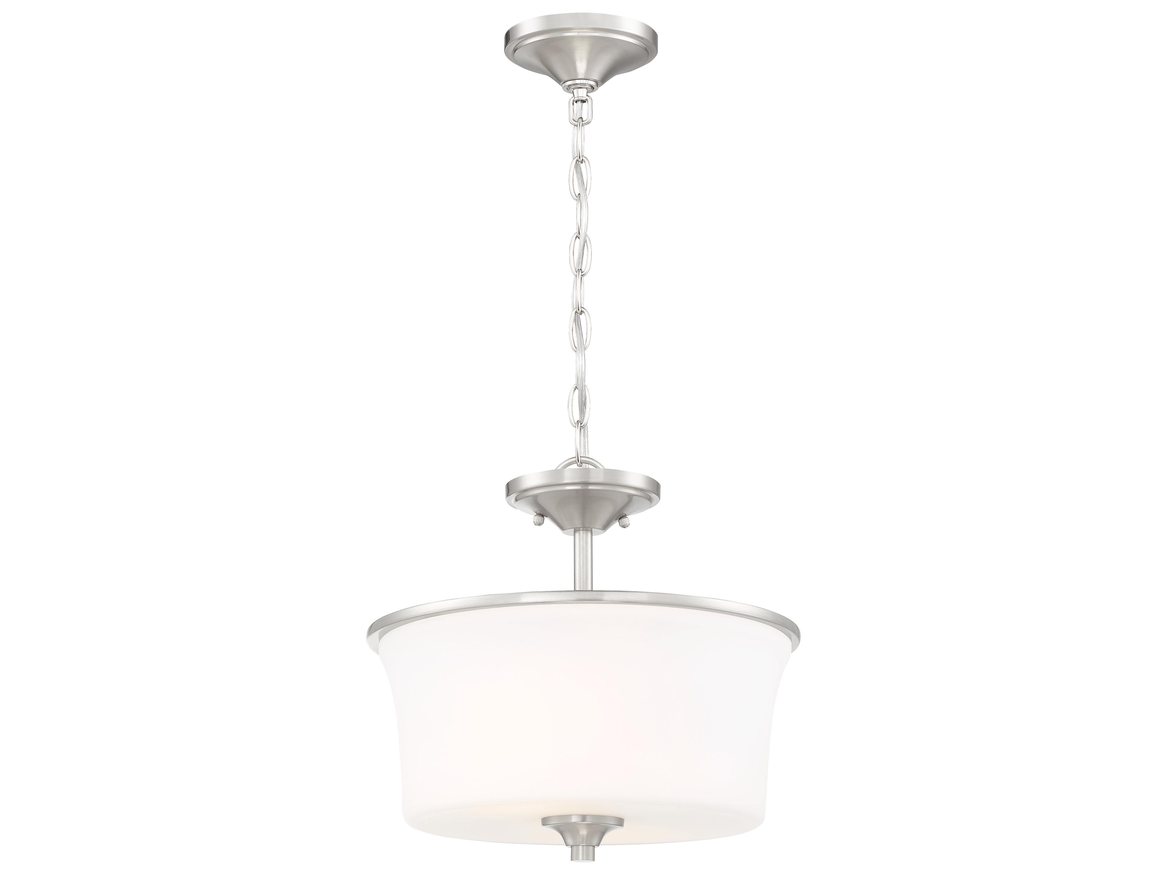 Craftmade Gwyneth 2-Light Brushed Polished Nickel Glass Drum Semi Flush Mount