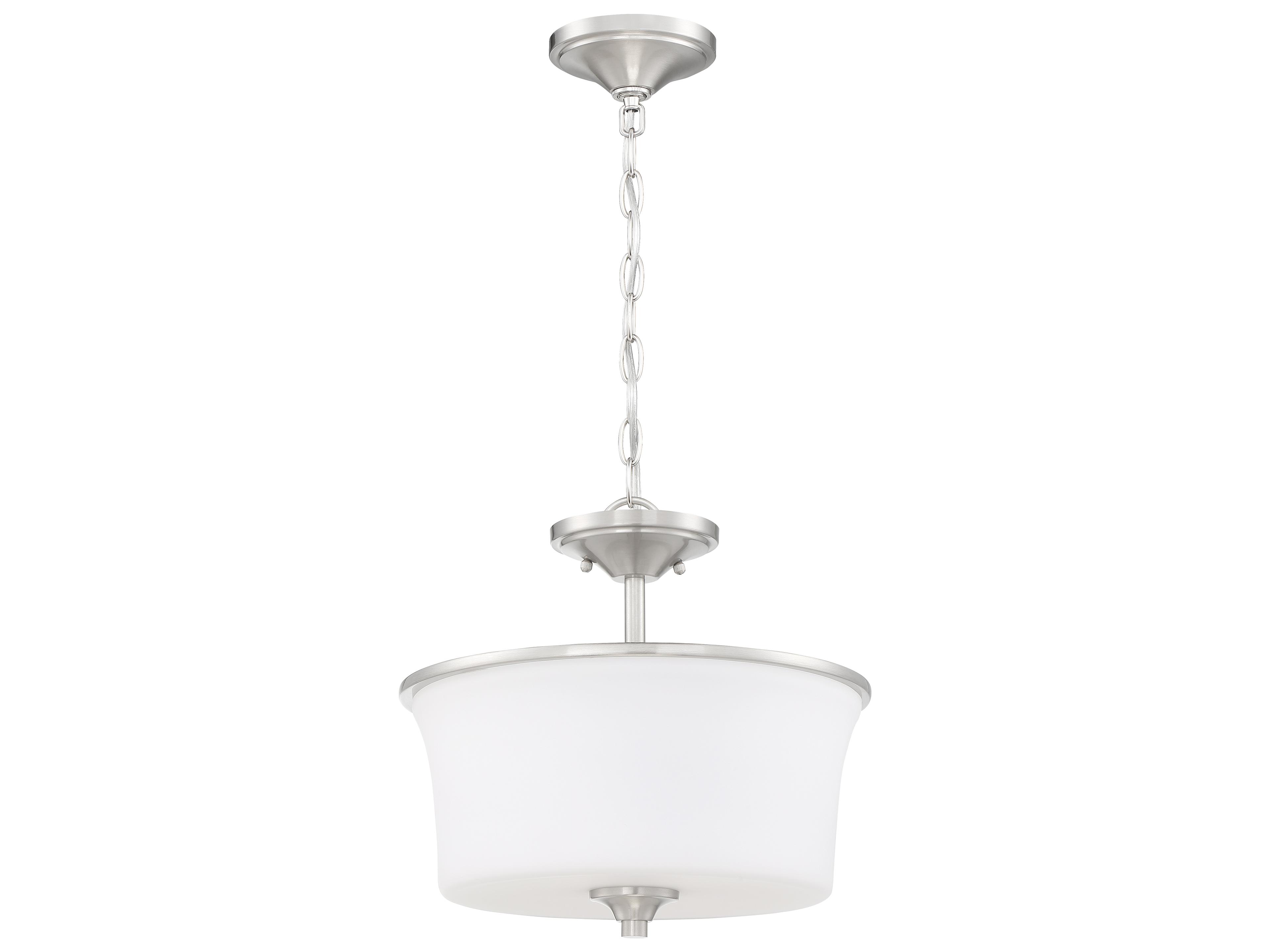 Craftmade Gwyneth 2-Light Brushed Polished Nickel Glass Drum Semi Flush Mount