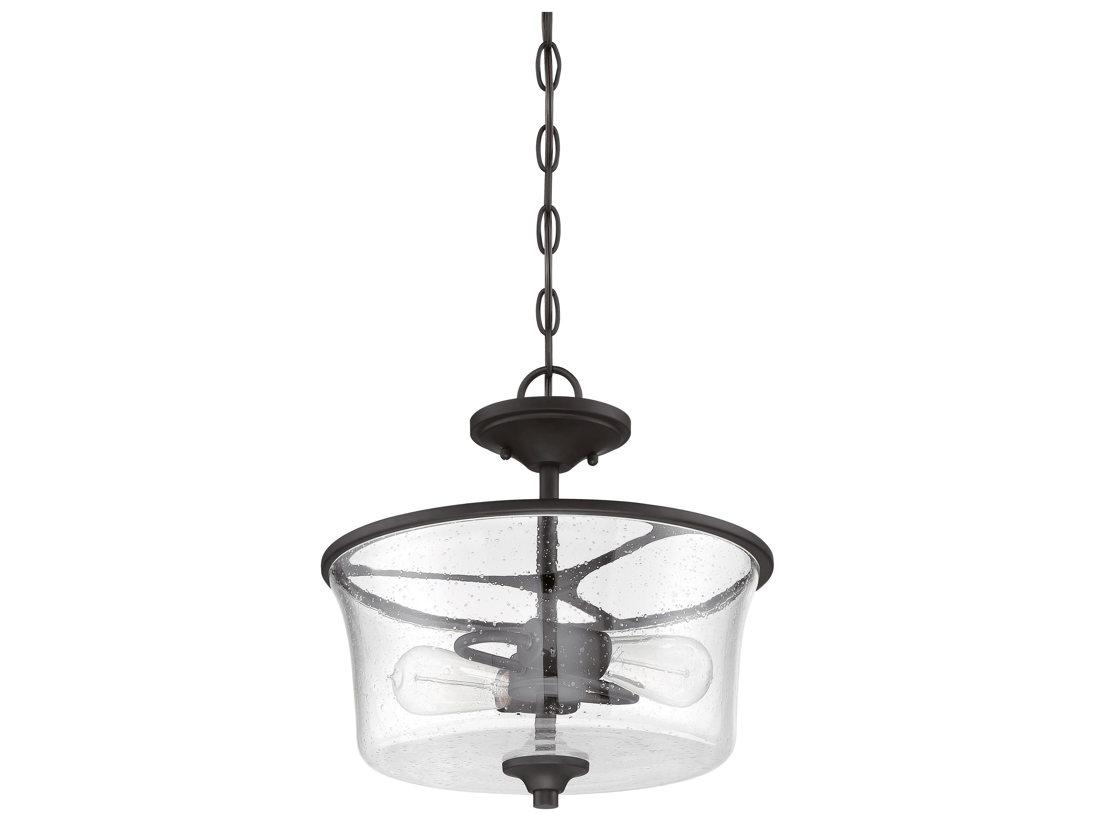 Craftmade Gwyneth 2-Light Flat Black Glass Drum Semi Flush Mount
