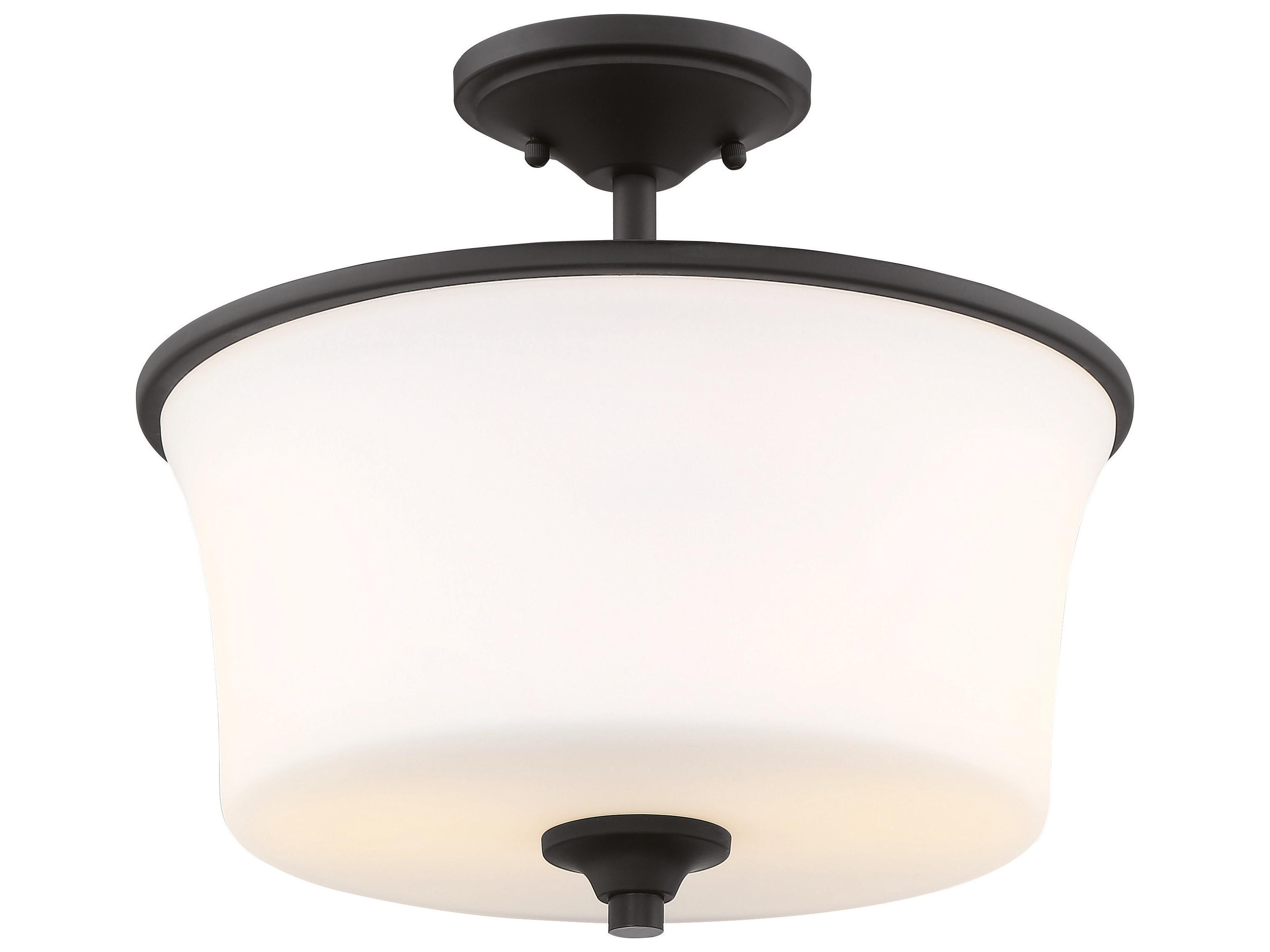Craftmade Gwyneth 2-Light Flat Black Glass Drum Semi Flush Mount
