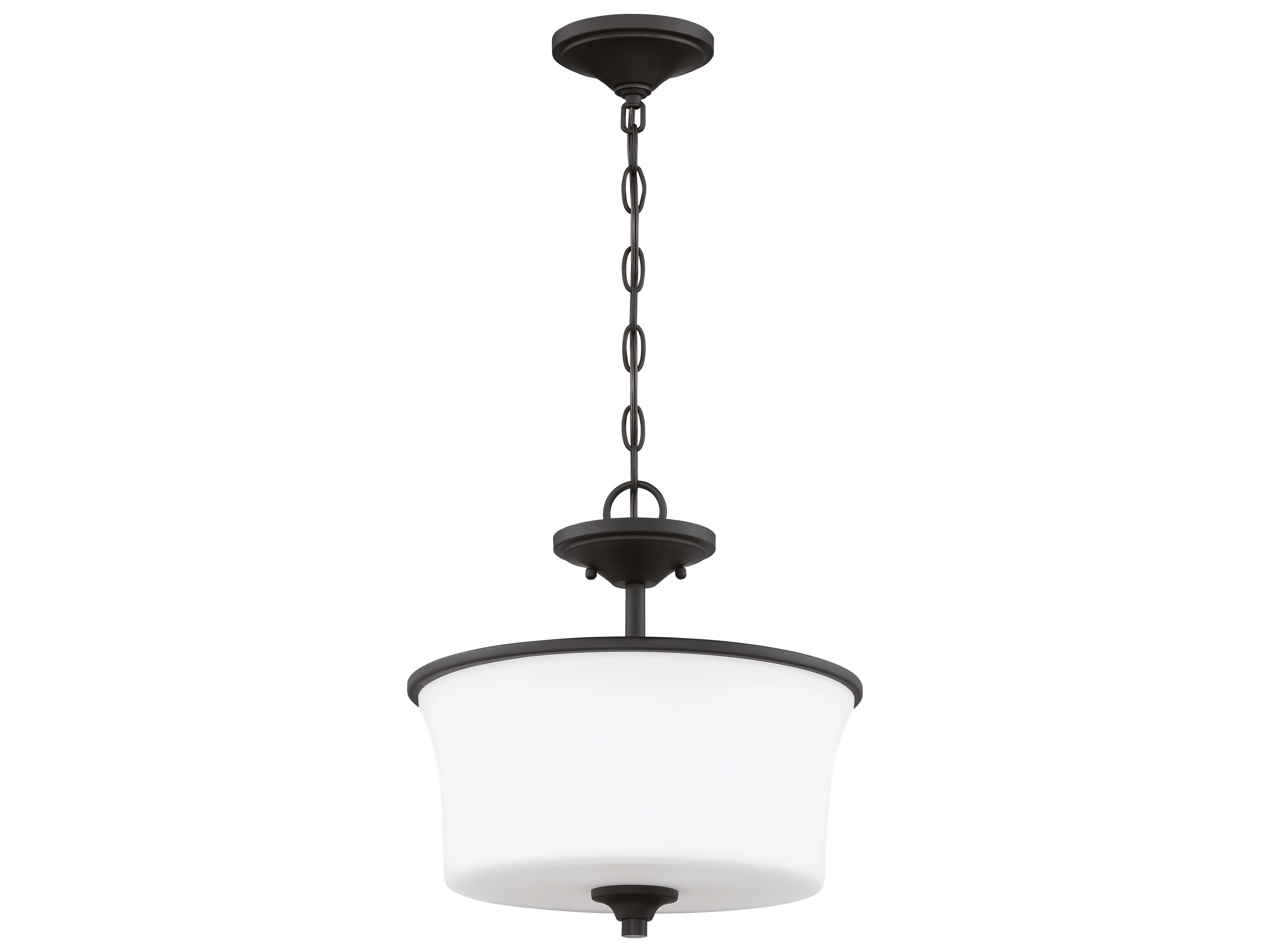 Craftmade Gwyneth 2-Light Flat Black Glass Drum Semi Flush Mount