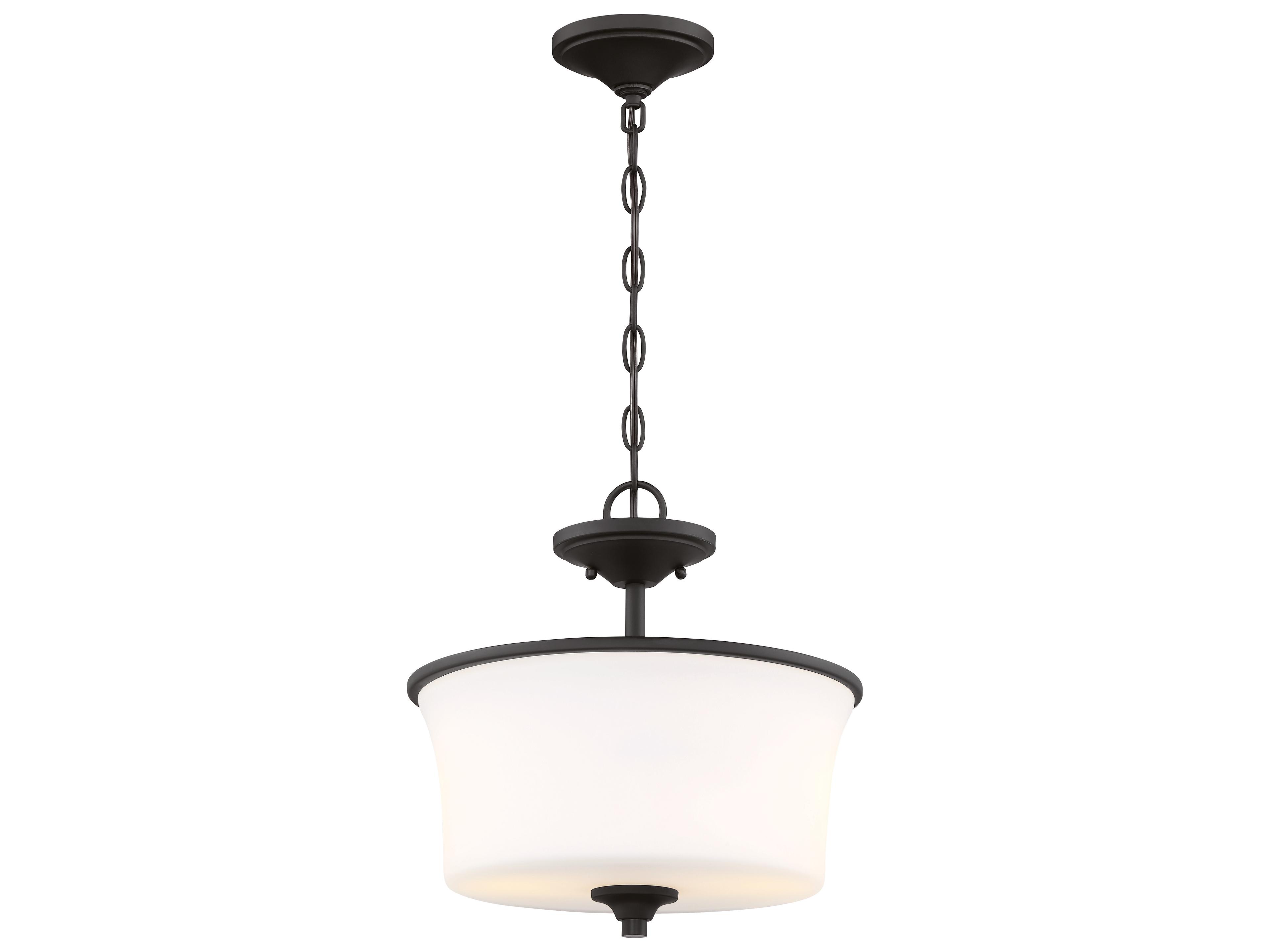Craftmade Gwyneth 2-Light Flat Black Glass Drum Semi Flush Mount
