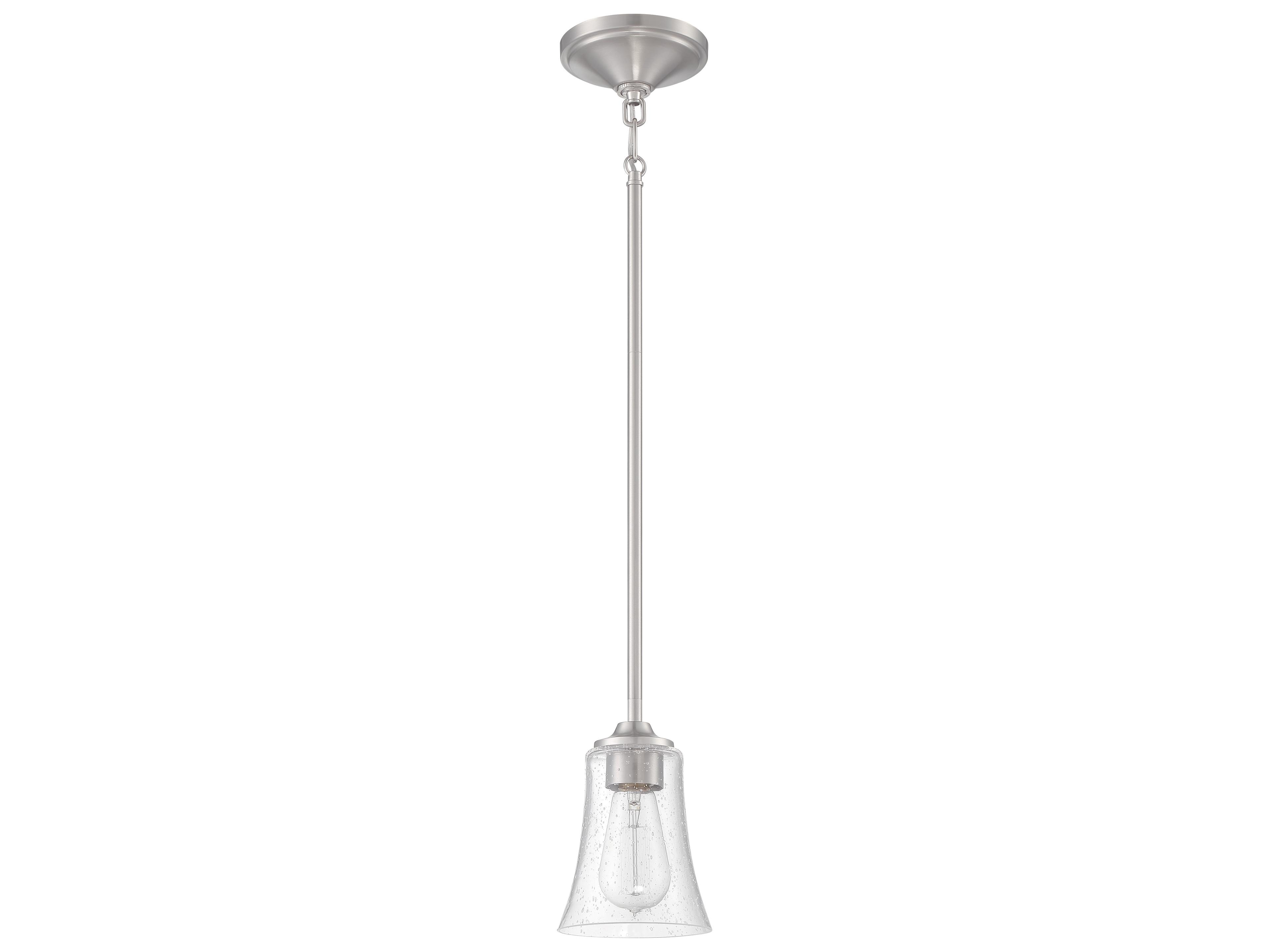 Craftmade Gwyneth 1-Light Brushed Polished Nickel Glass Bell Mini Pendant