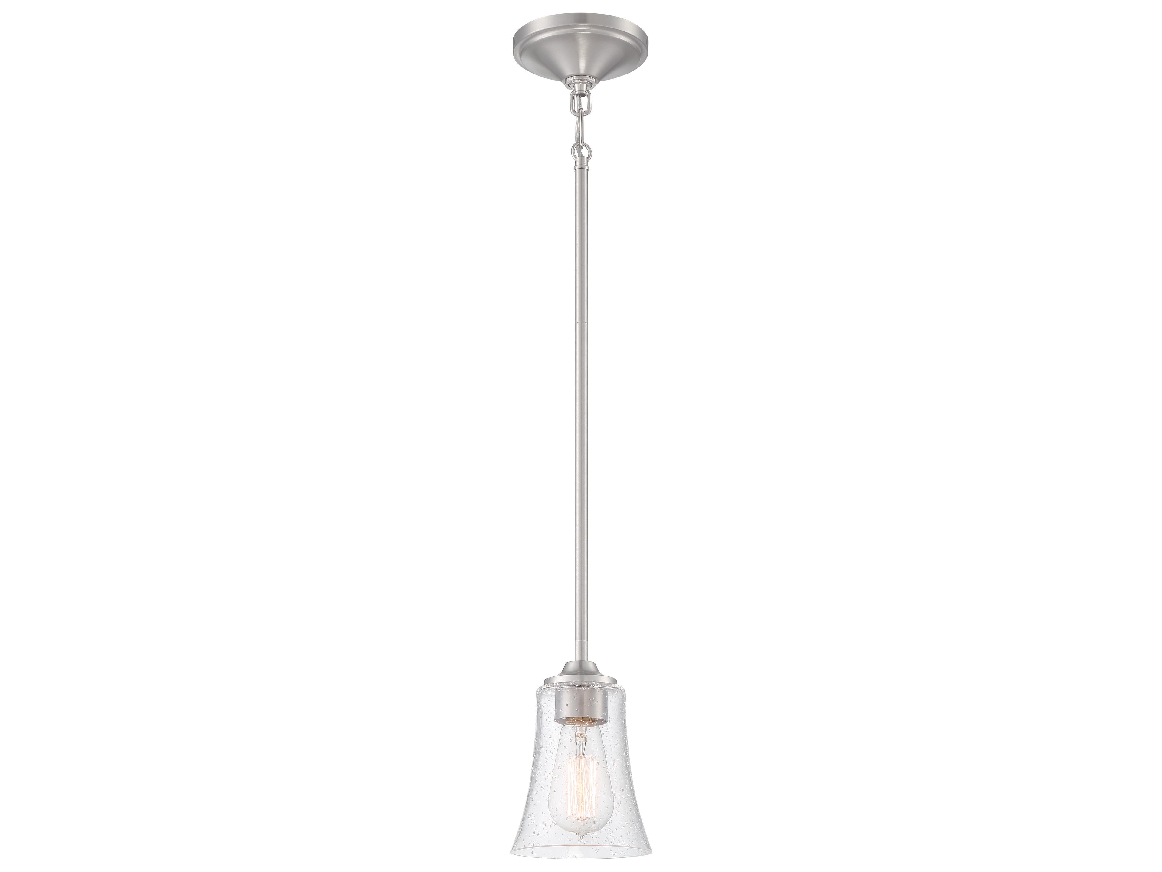 Craftmade Gwyneth 1-Light Brushed Polished Nickel Glass Bell Mini Pendant