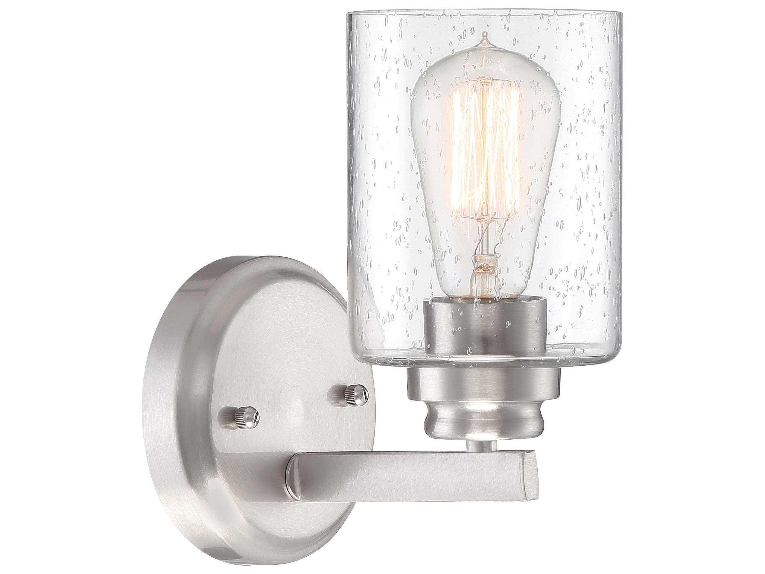 Craftmade Bolden 1-Light Brushed Polished Nickel Glass Wall Sconce