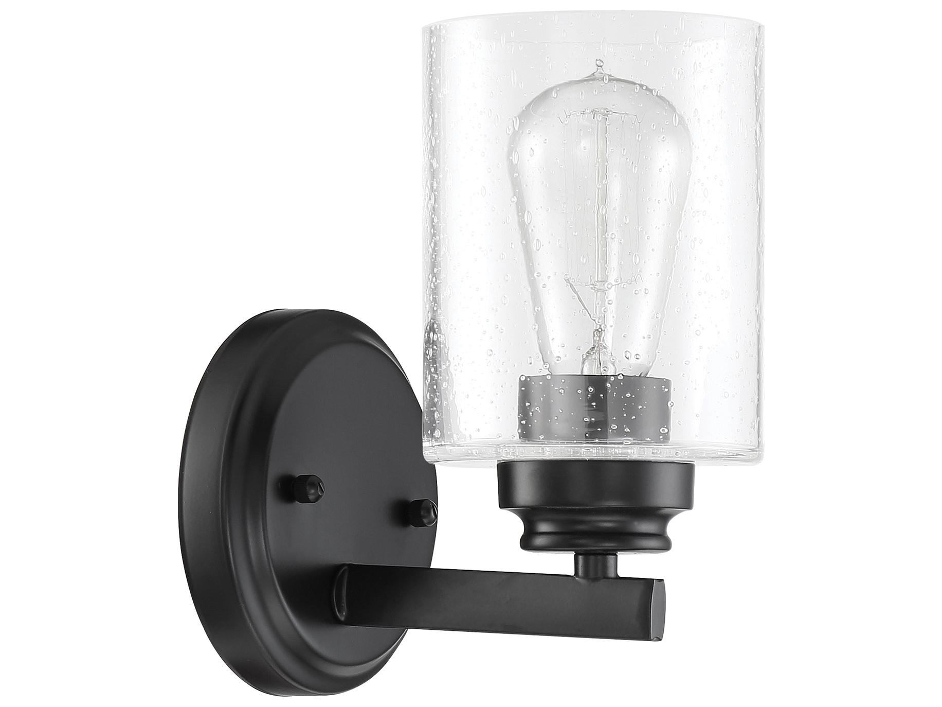 Craftmade Bolden 1-Light Flat Black Glass Wall Sconce