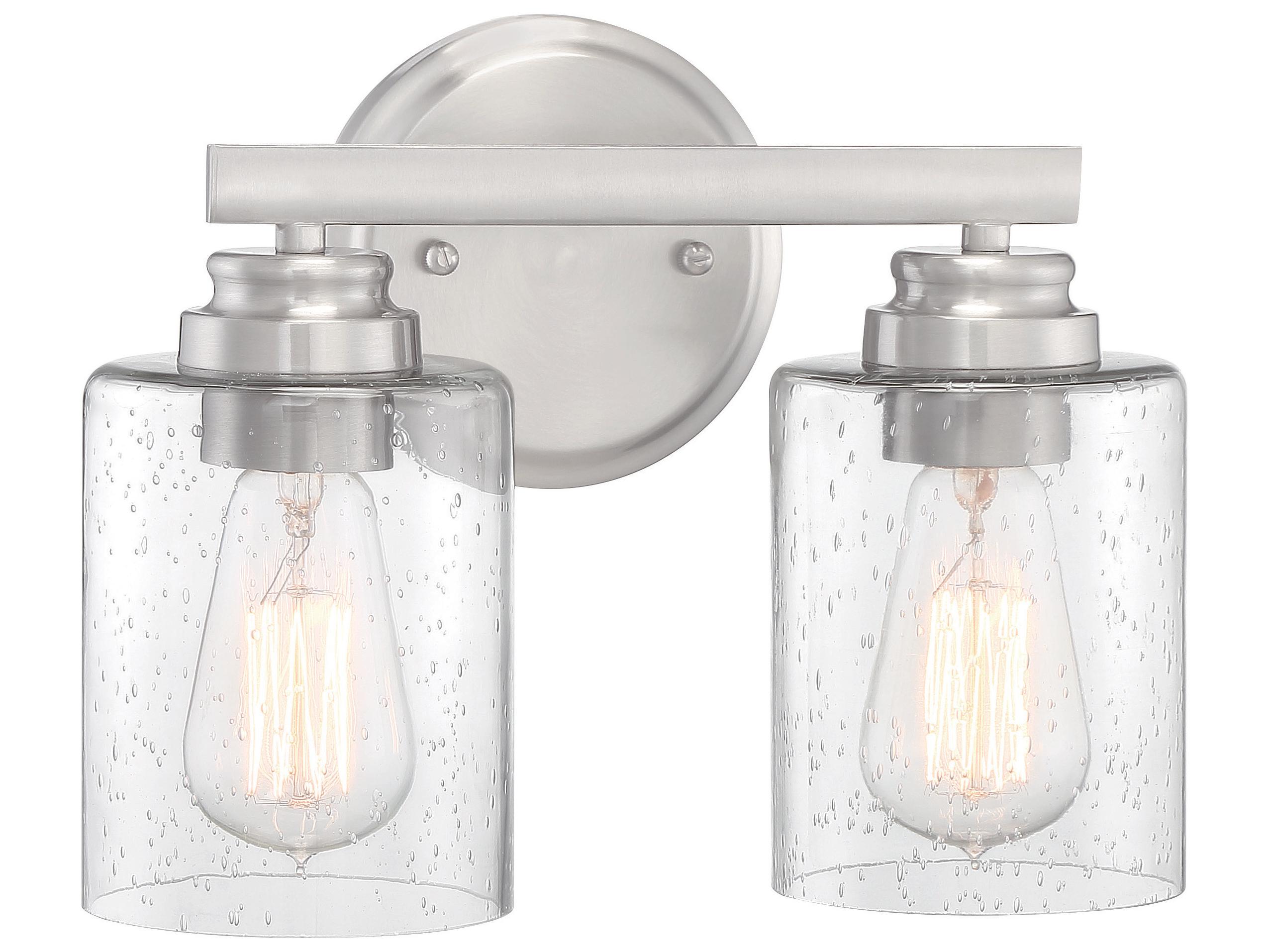 Craftmade Bolden 2-Light Brushed Polished Nickel Glass Vanity Light