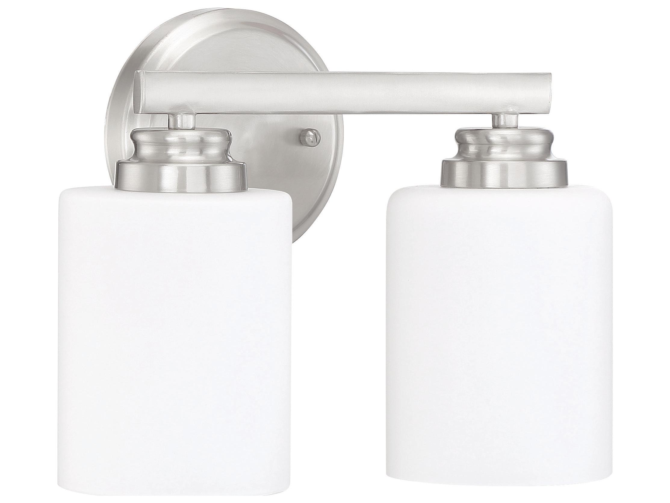 Craftmade Bolden 2-Light Brushed Polished Nickel Glass Vanity Light